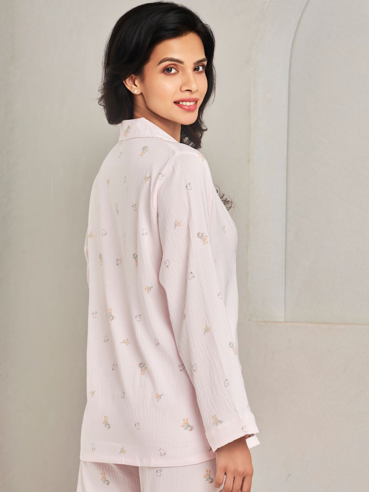 Pink Cotton Pajama Set For Women
