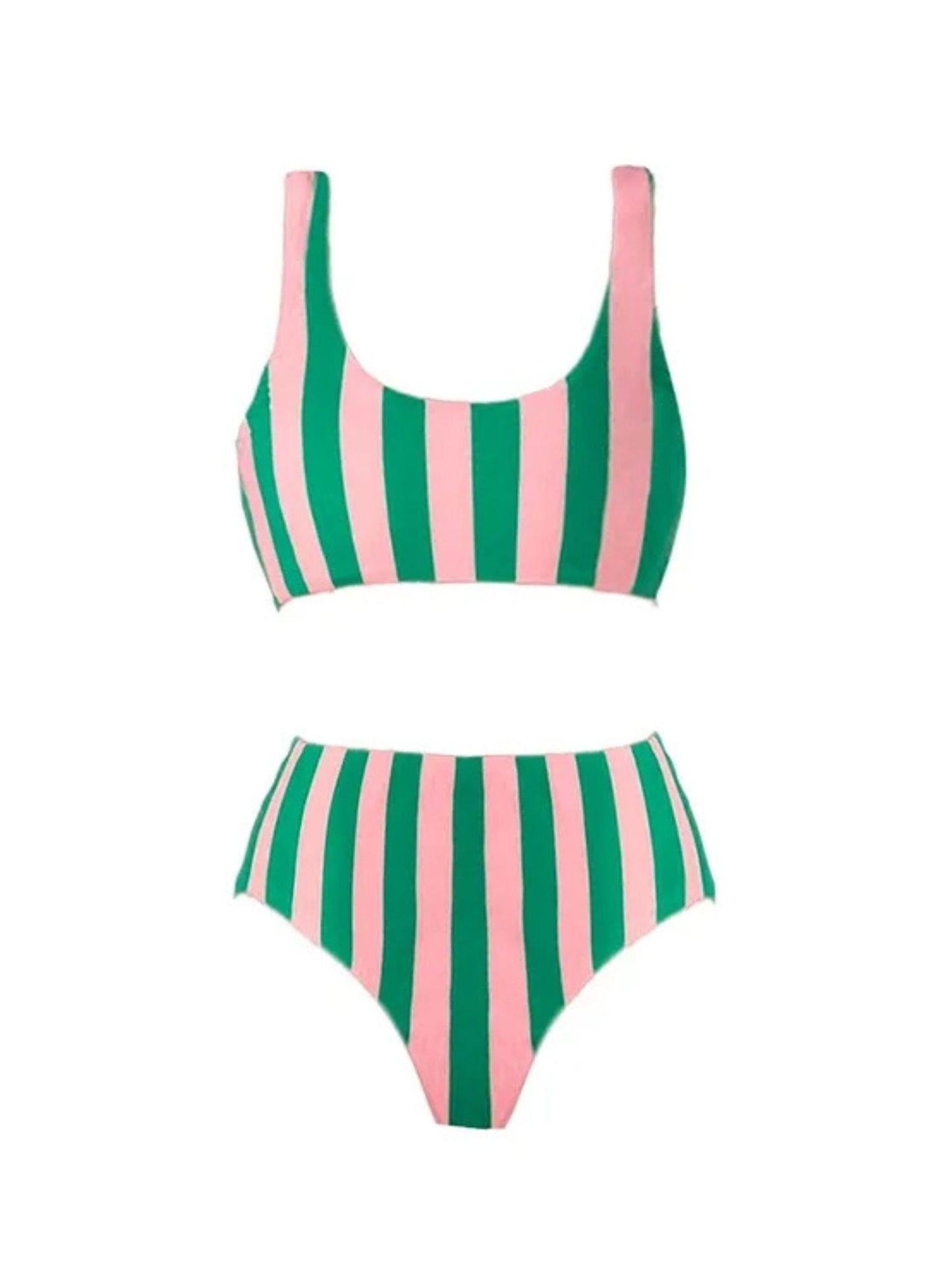 Palm Breeze Striped Bikini Set With Pants