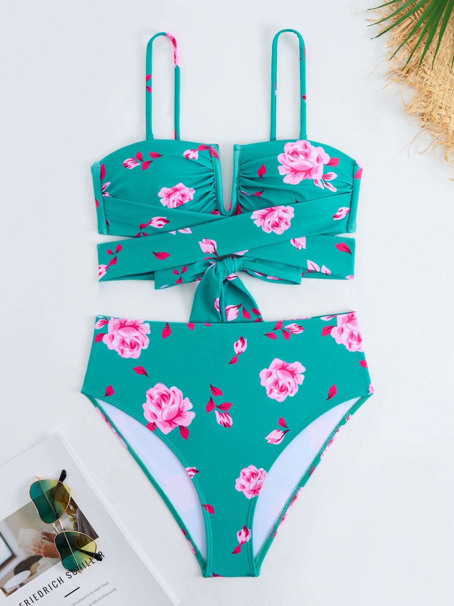 Teal Floral Bikini Set