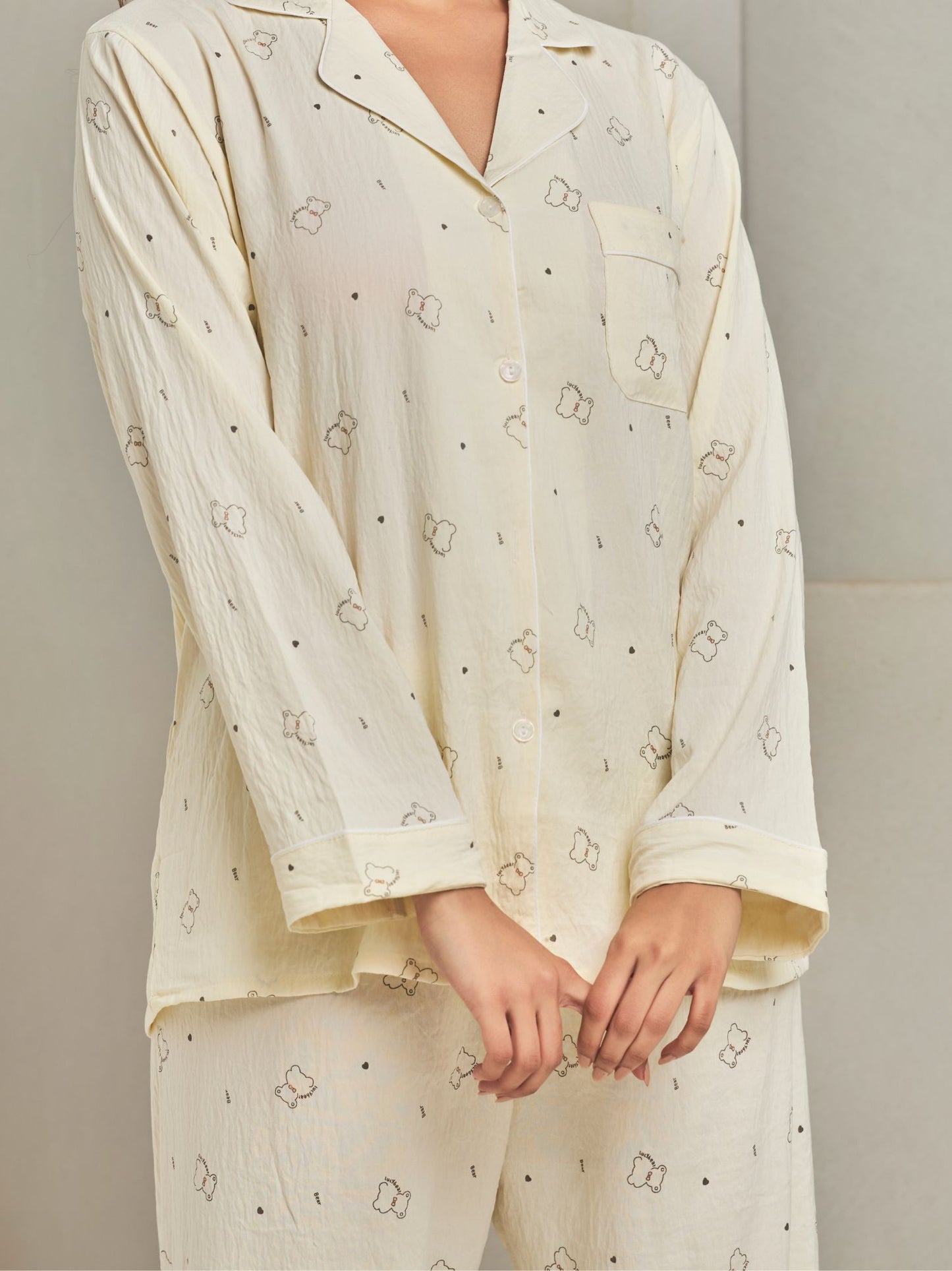 Essential Cotton Sleepwear Set In Yellow For Women