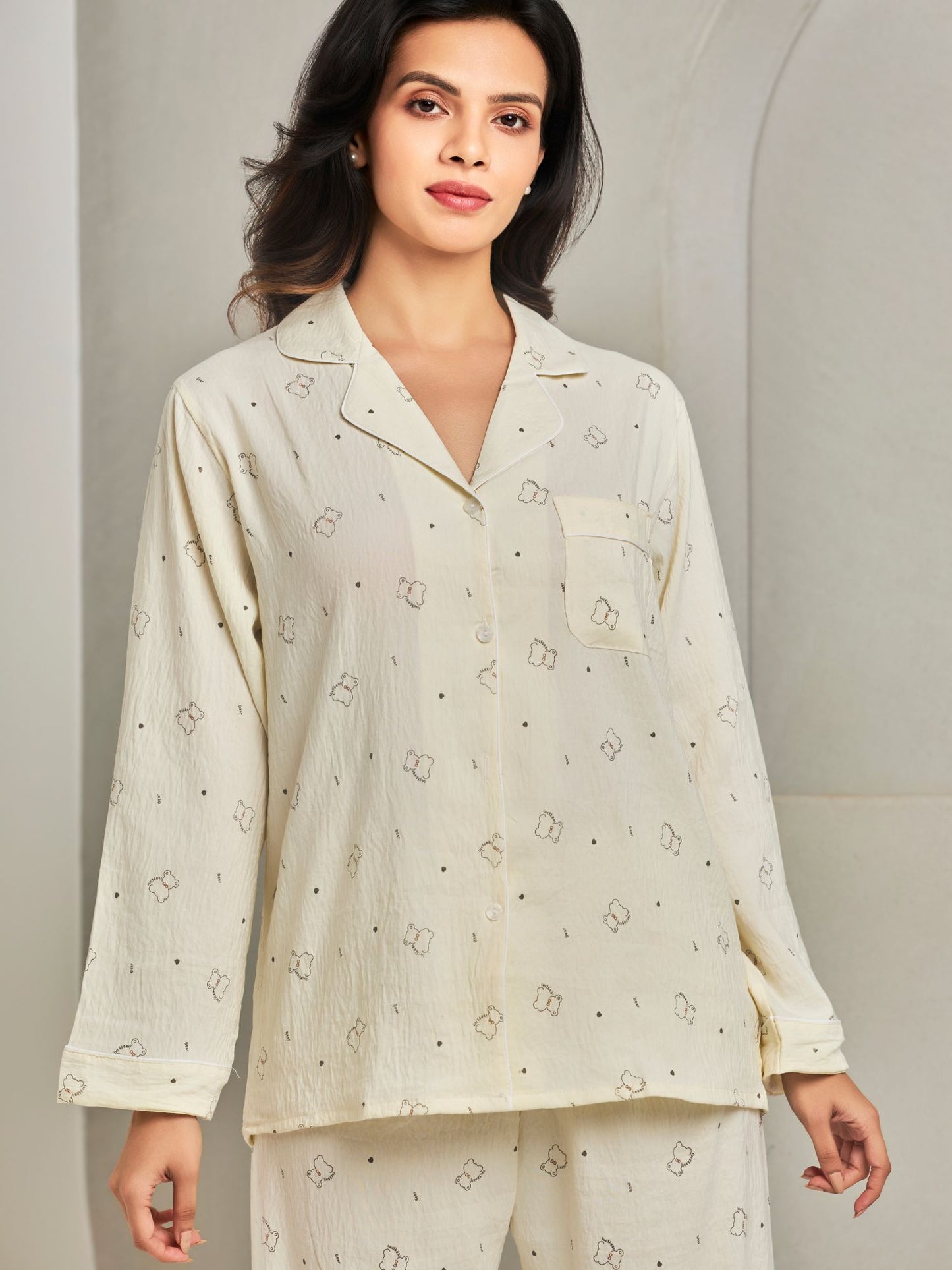 Essential Cotton Sleepwear Set In Yellow For Women