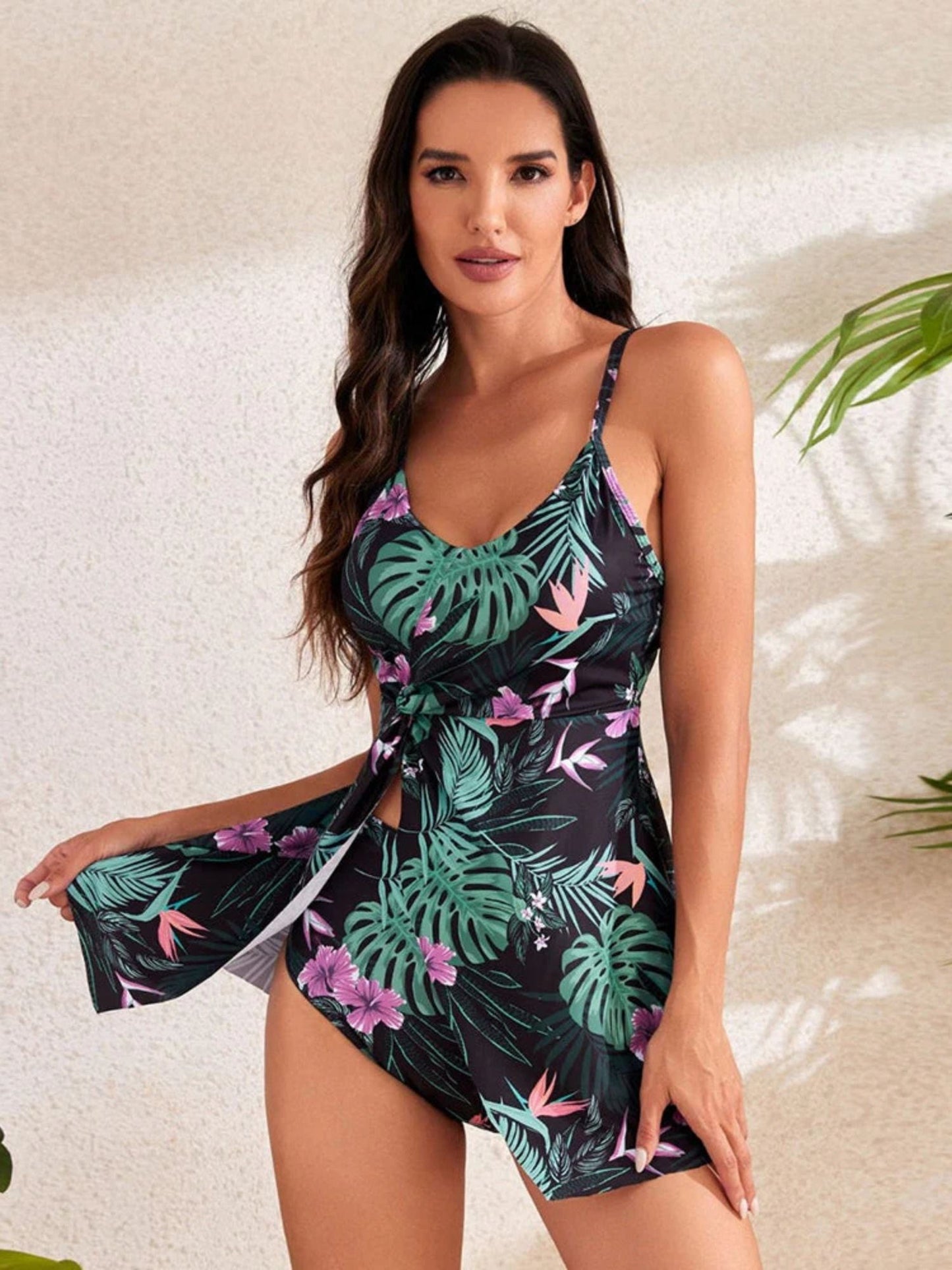 Tropical Print Two-Piece Swim Set