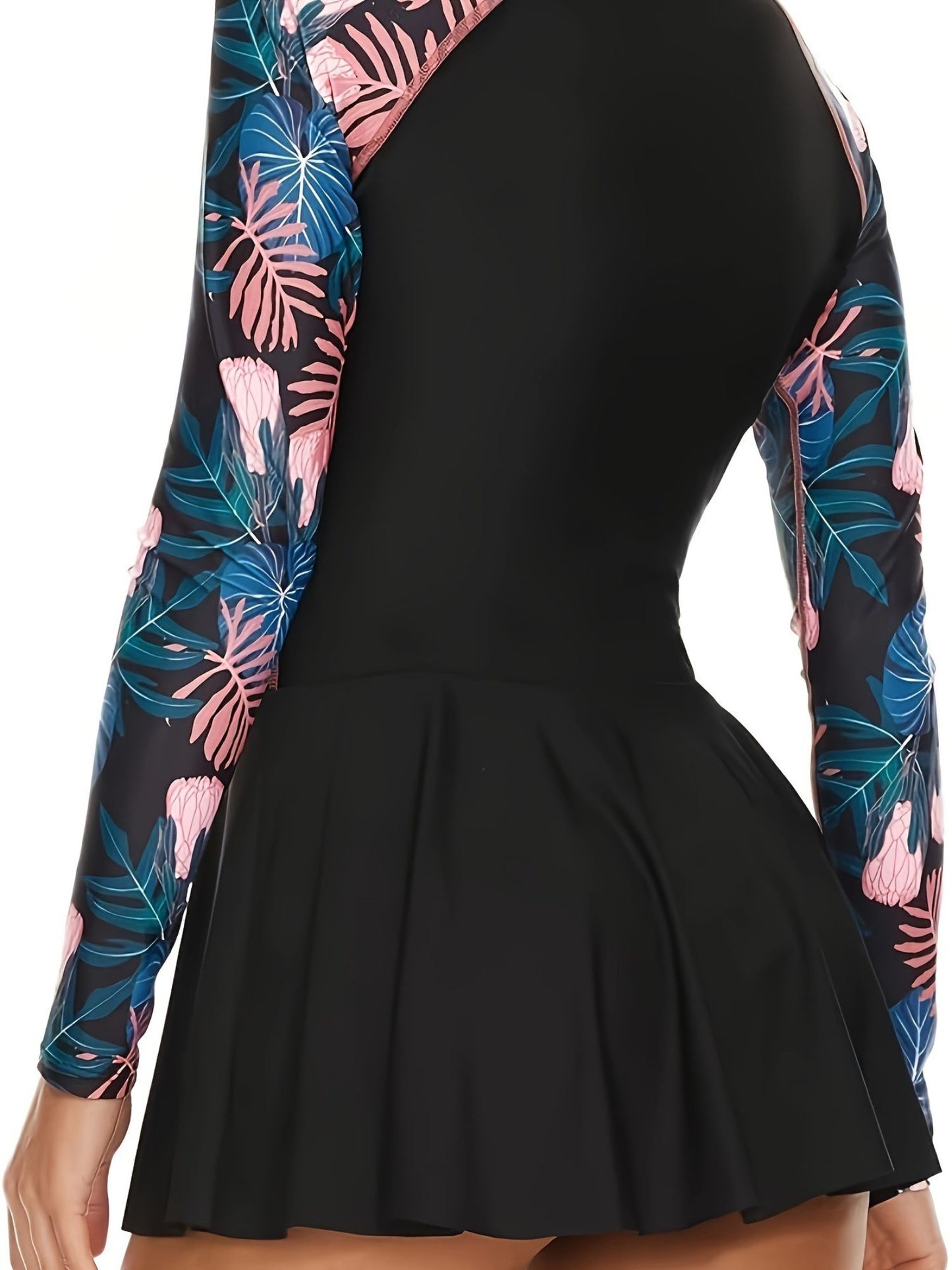 Floral Rash Guard Full Coverage Athletic Swimsuit