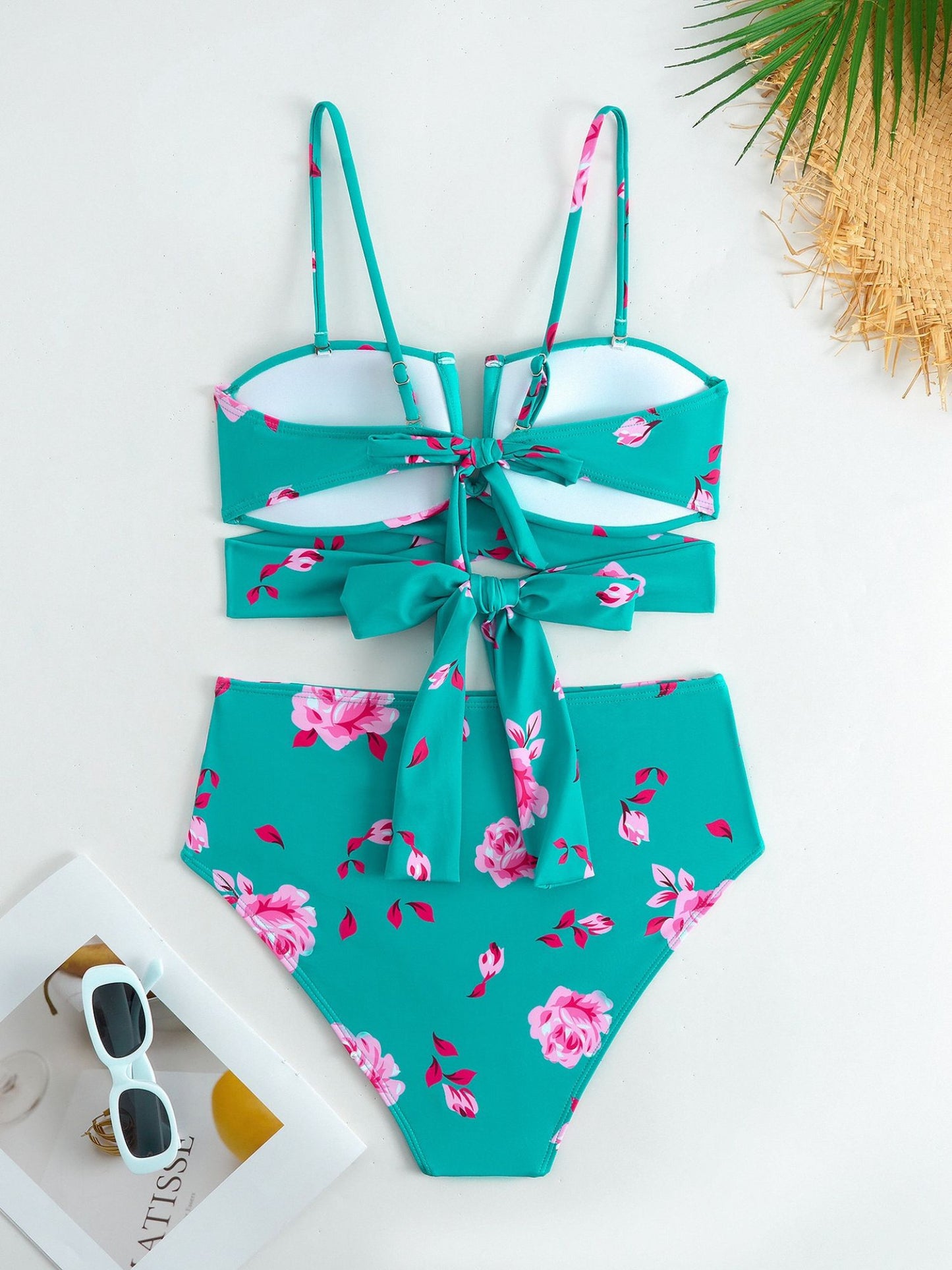Teal Floral Bikini Set