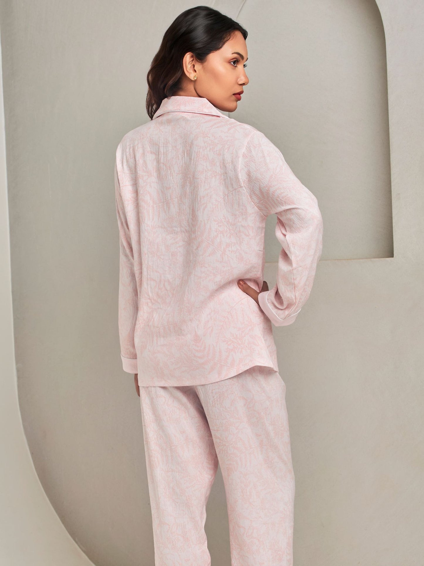 Pink Printed Nightsuit Set For Women