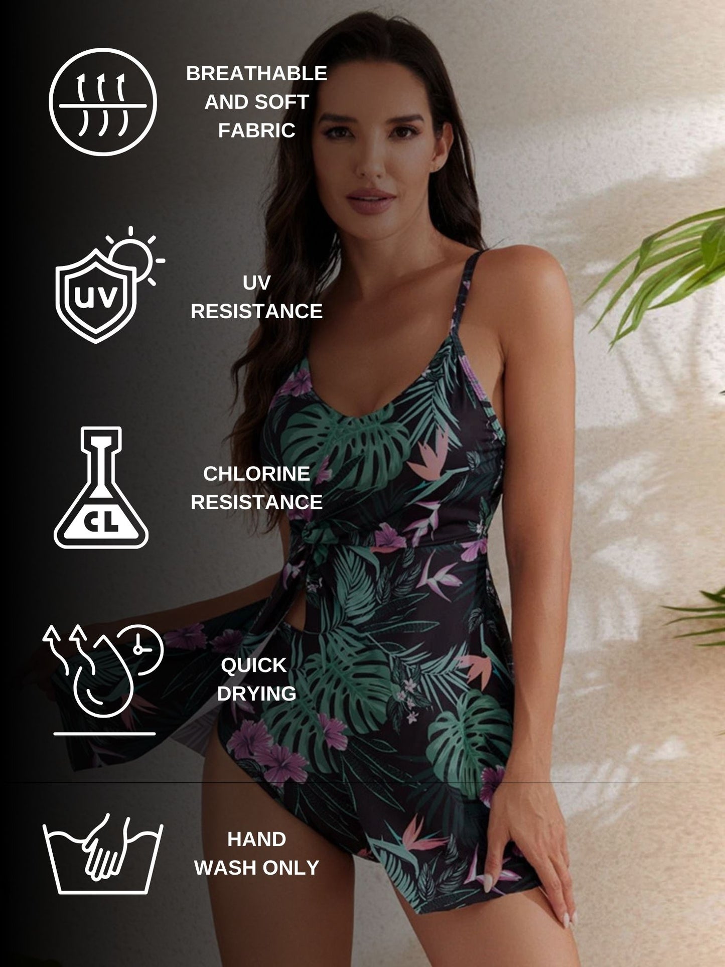 Tropical Print Two-Piece Swim Set