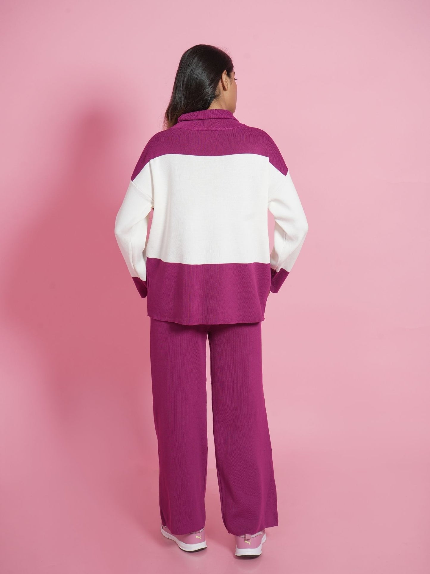 Pink Polo Neck Loungewear Set