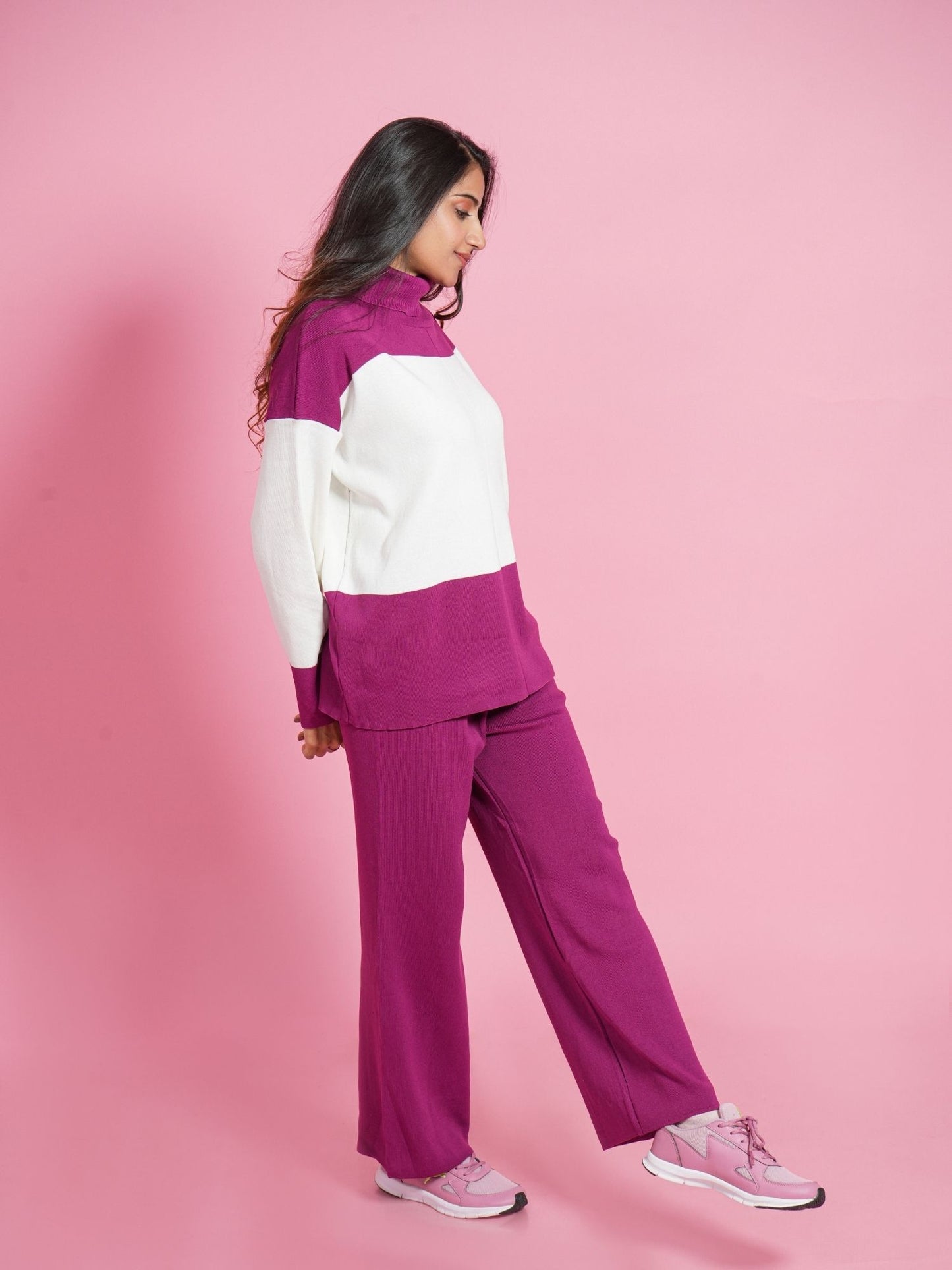 Pink Polo Neck Loungewear Set