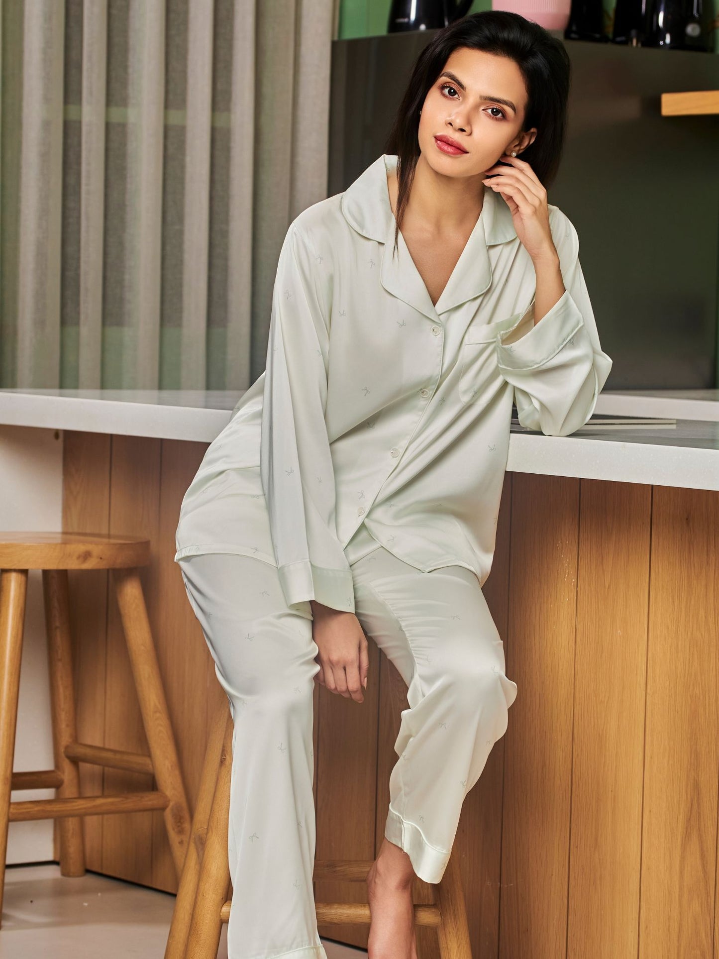 Super Comfy Silk Shirt And Pant Sleepwear Set