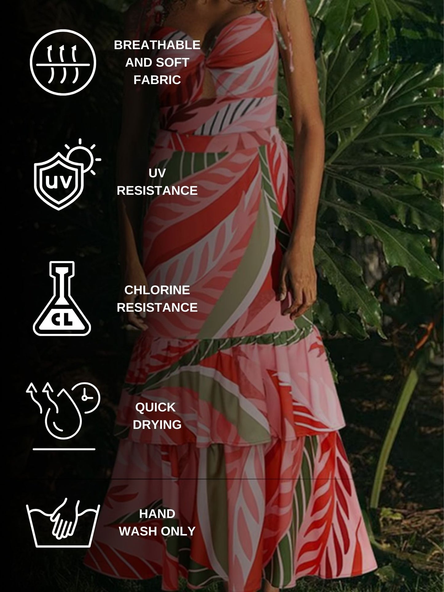 Tropical Red & Green Printed Monokini Set