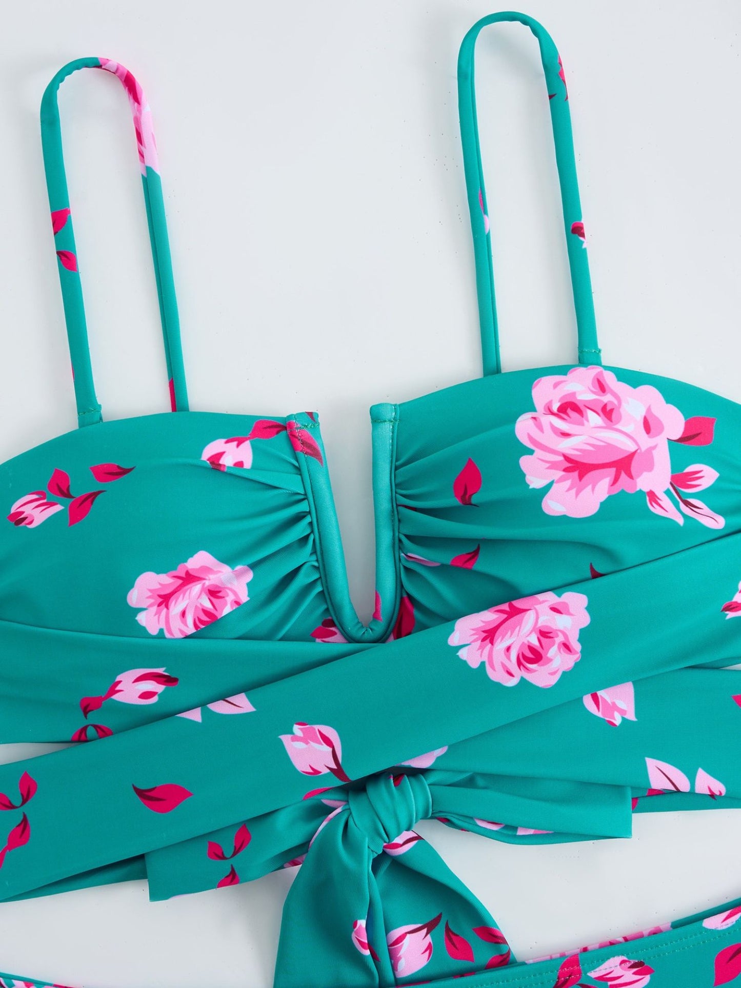 Teal Floral Bikini Set