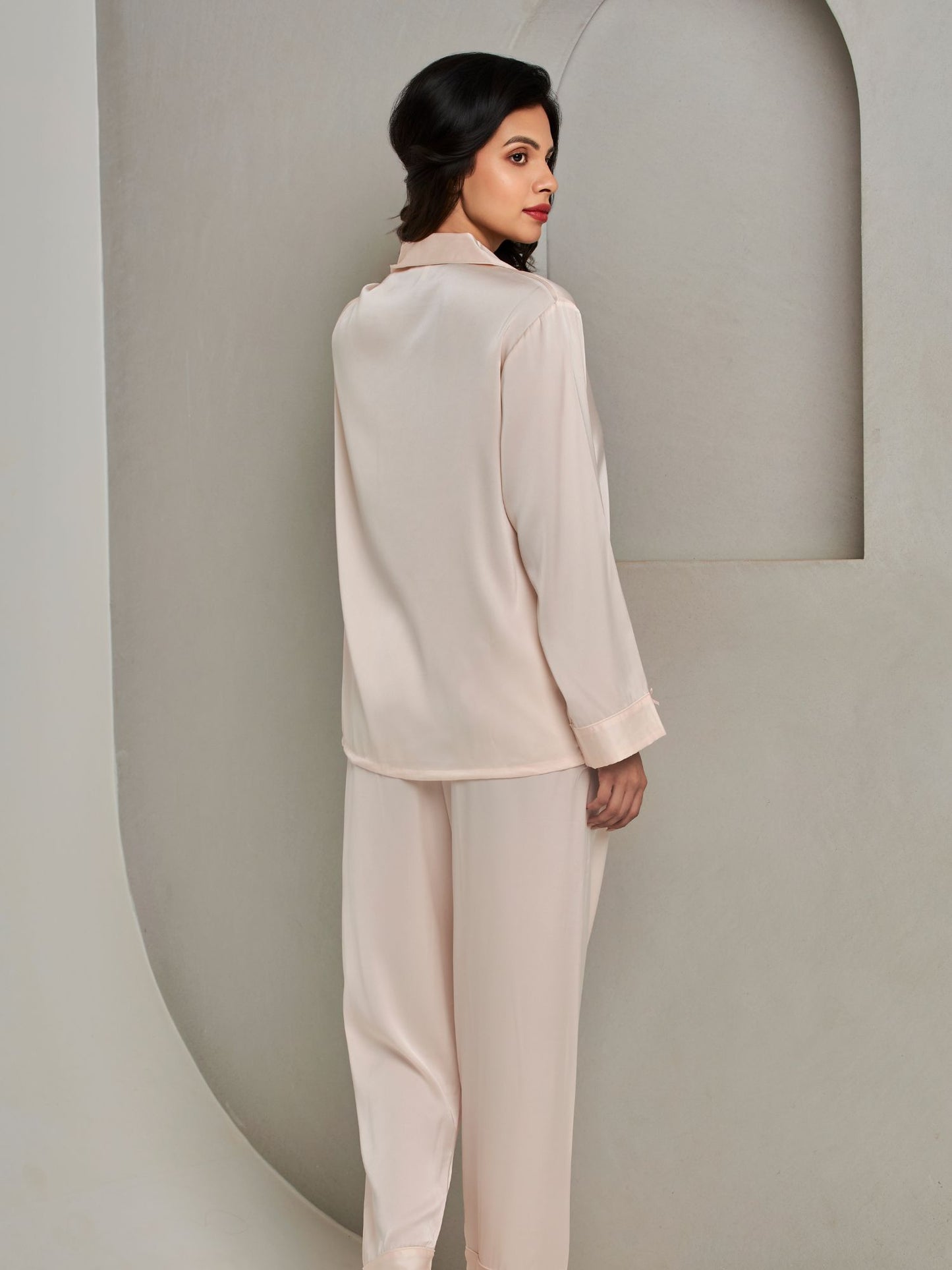 Solid Silk Night Suit Set With Best Comfort For Women