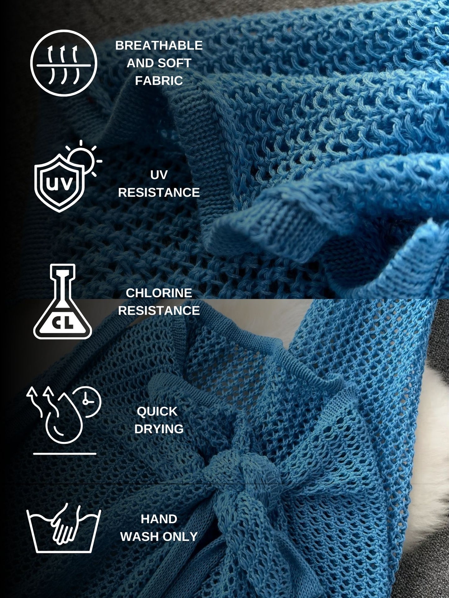 Blue Crochet Knit Beach Cover-Up Set