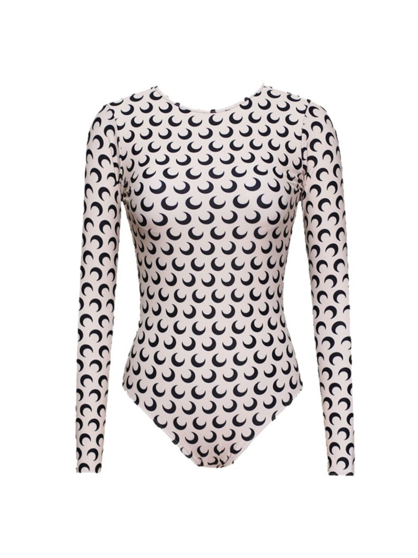 Crescent Moon Long-Sleeve One-Piece Swimsuit