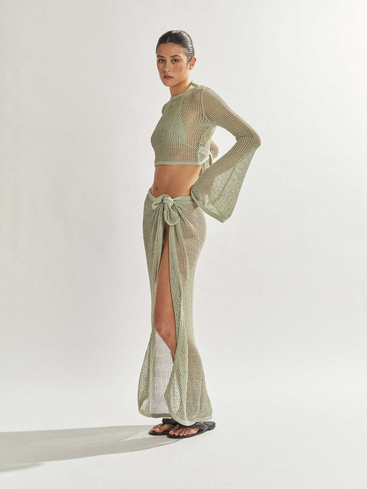 Sheer Mesh Two-Piece Cover-Up Set