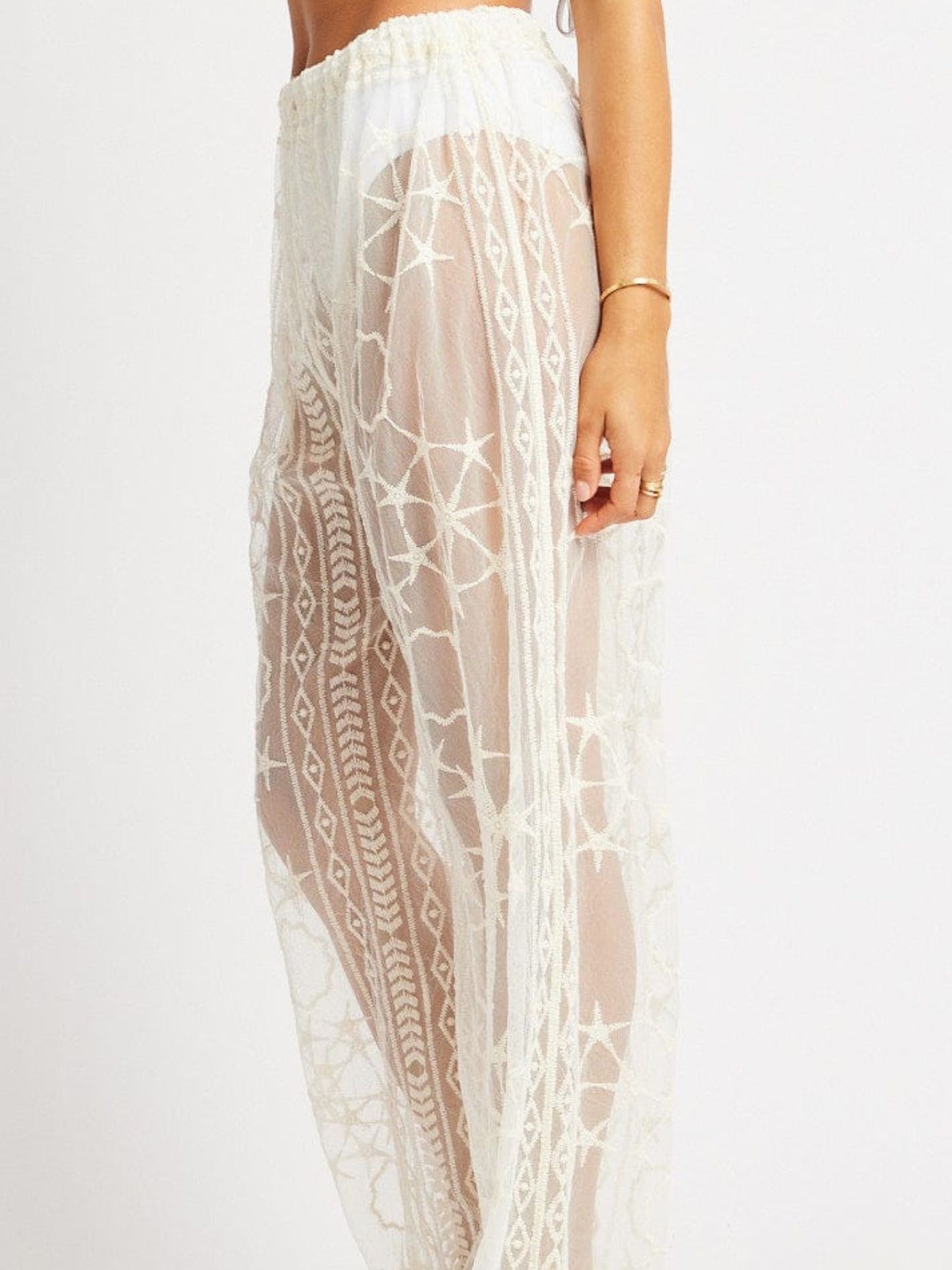 White Mesh Sarong Pants