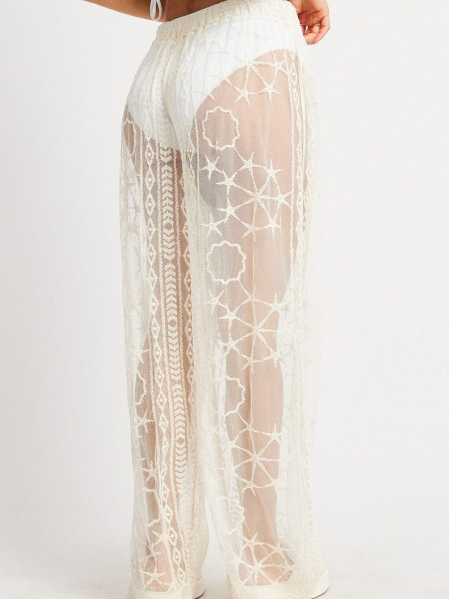 White Mesh Sarong Pants