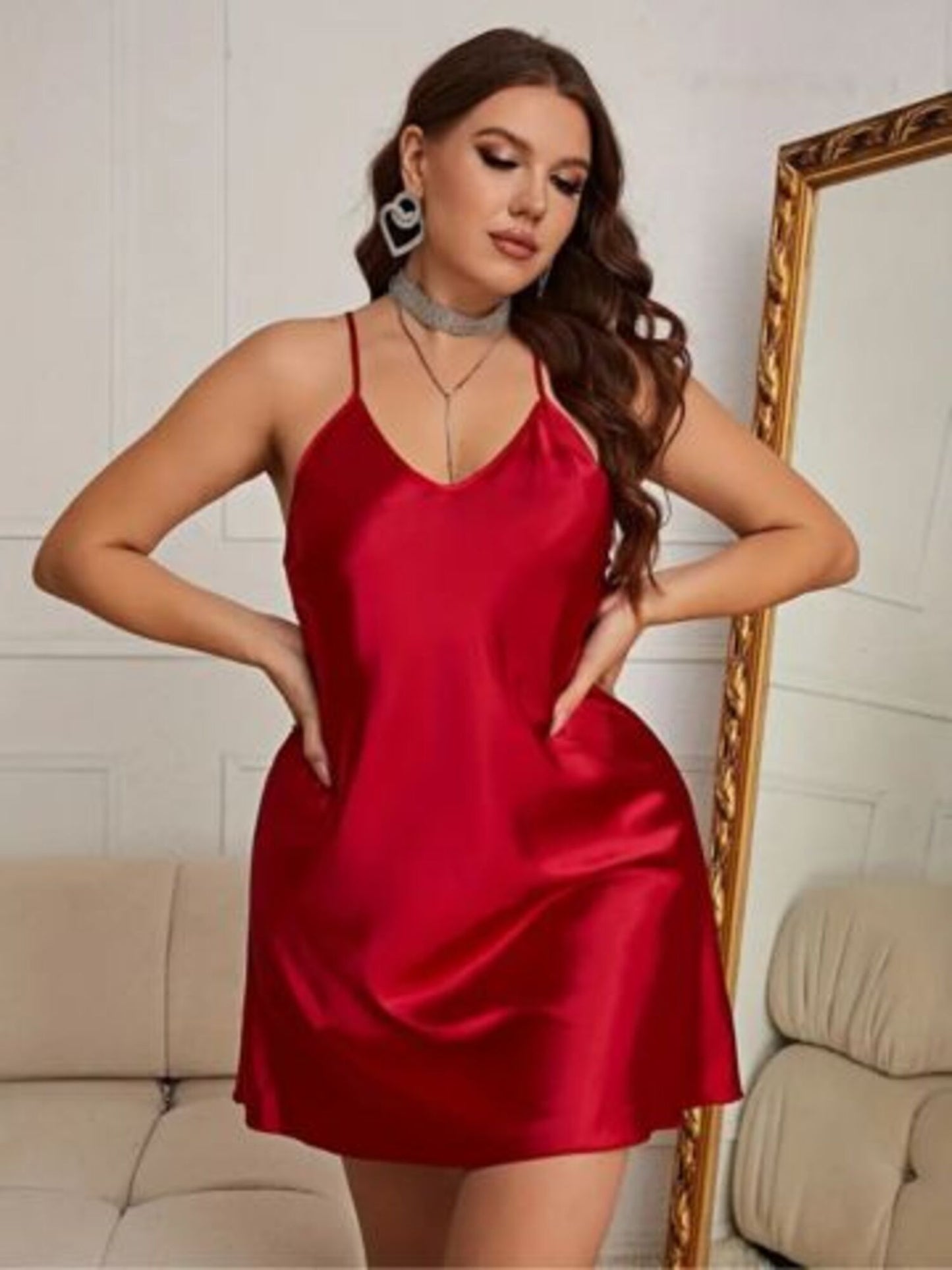 Plus Size Red Nightdress for Women