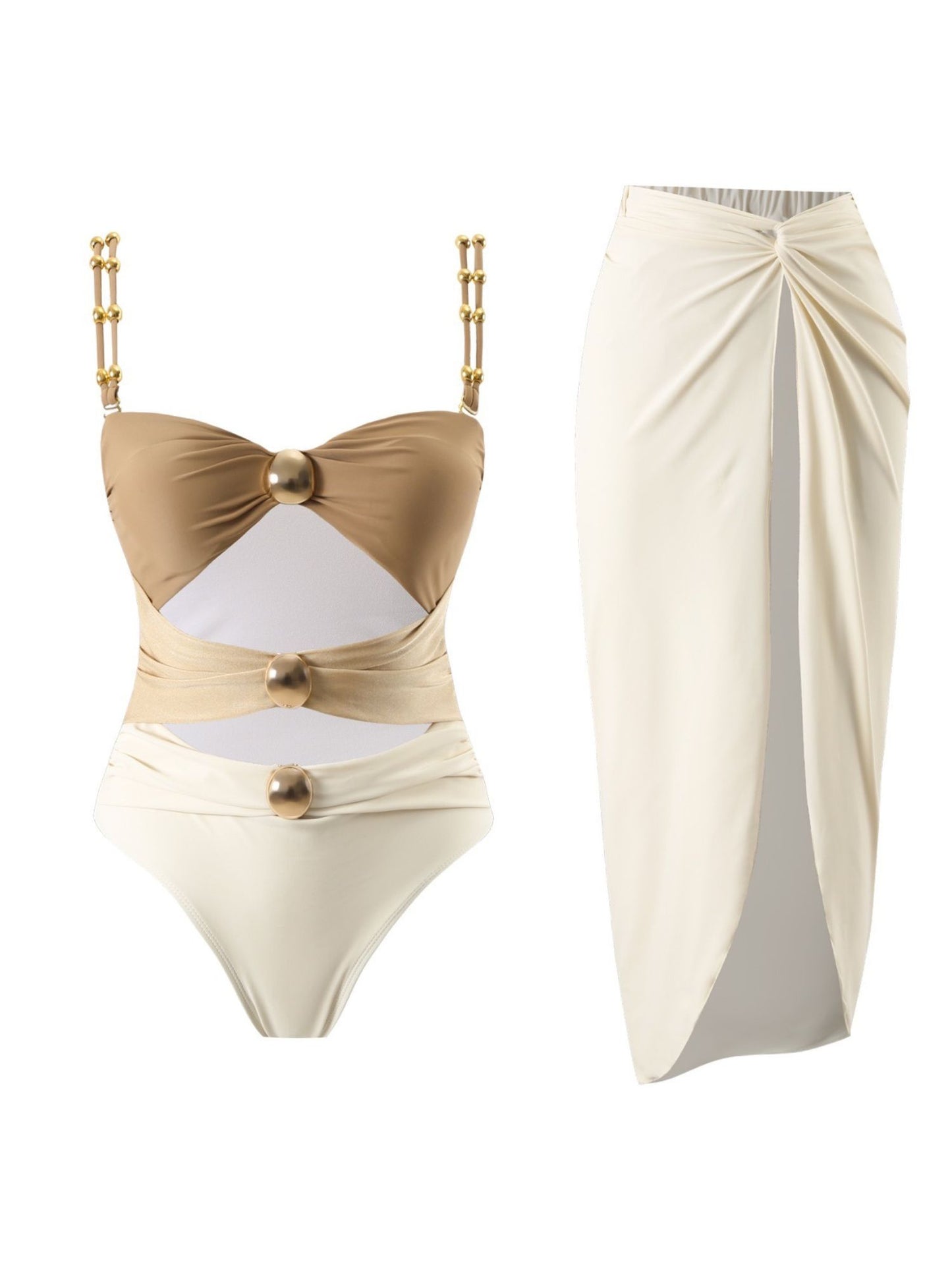 Beige Strapped Monokini