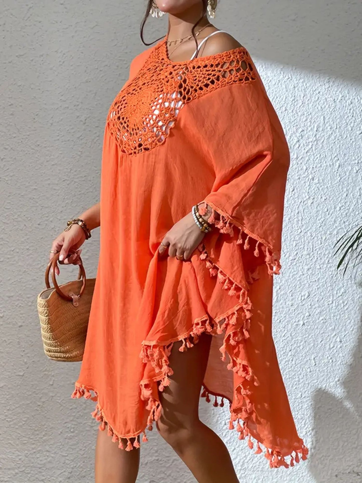 Tangerine Crochet Beach Cover-Up