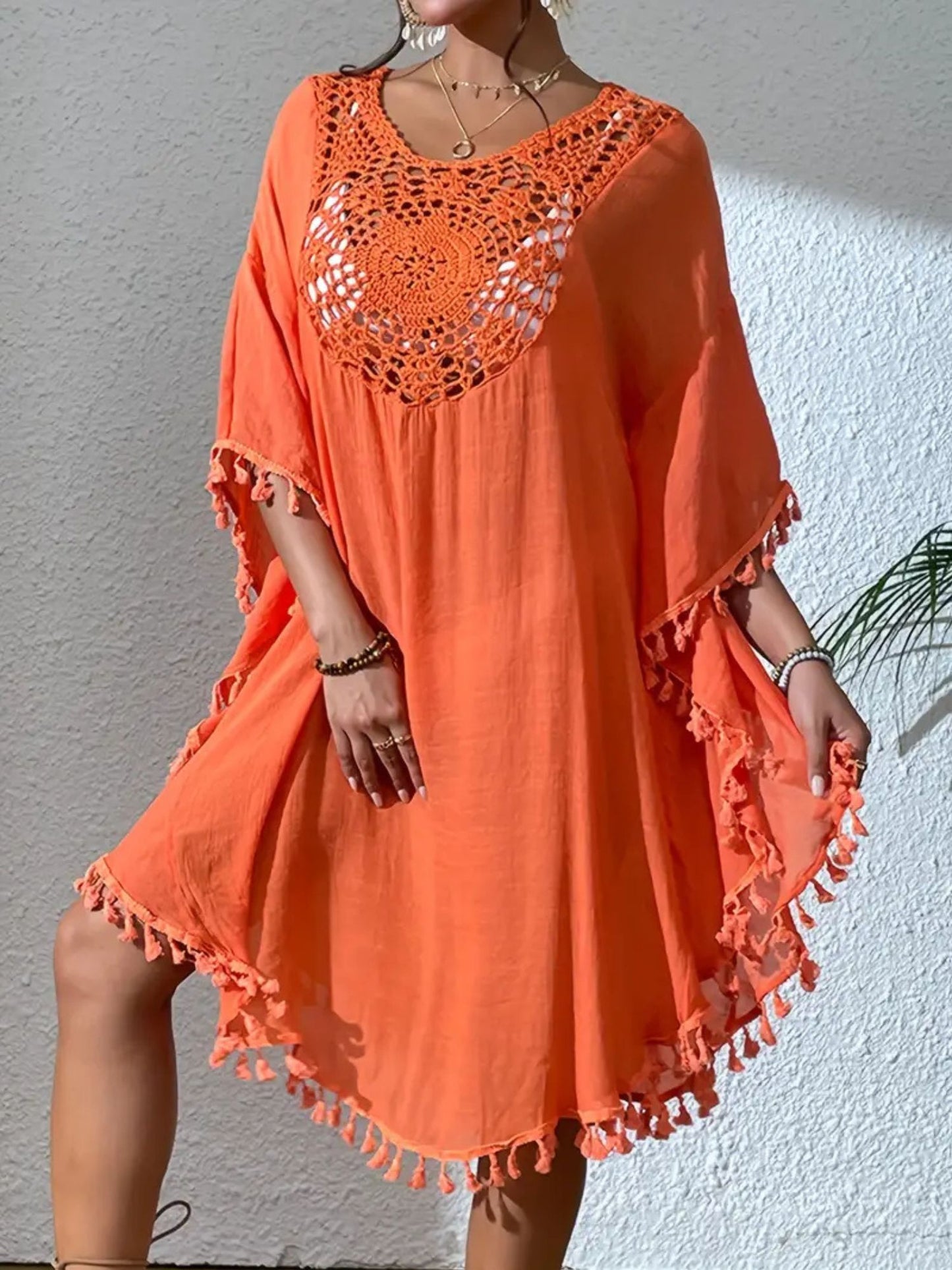 Tangerine Crochet Beach Cover-Up
