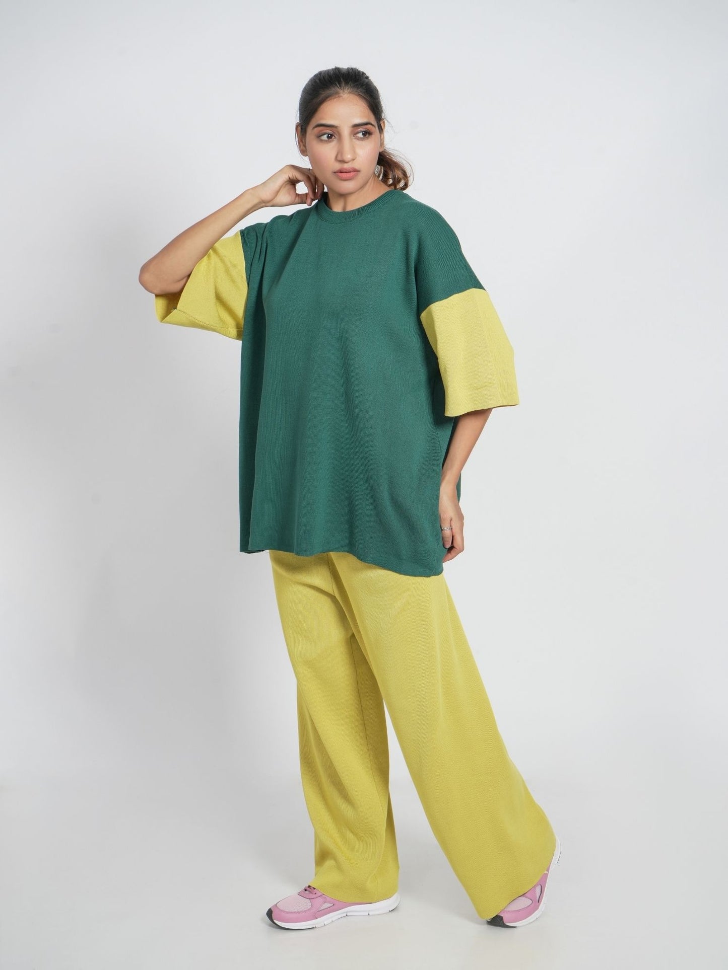 Green Colorblocked Oversized Set
