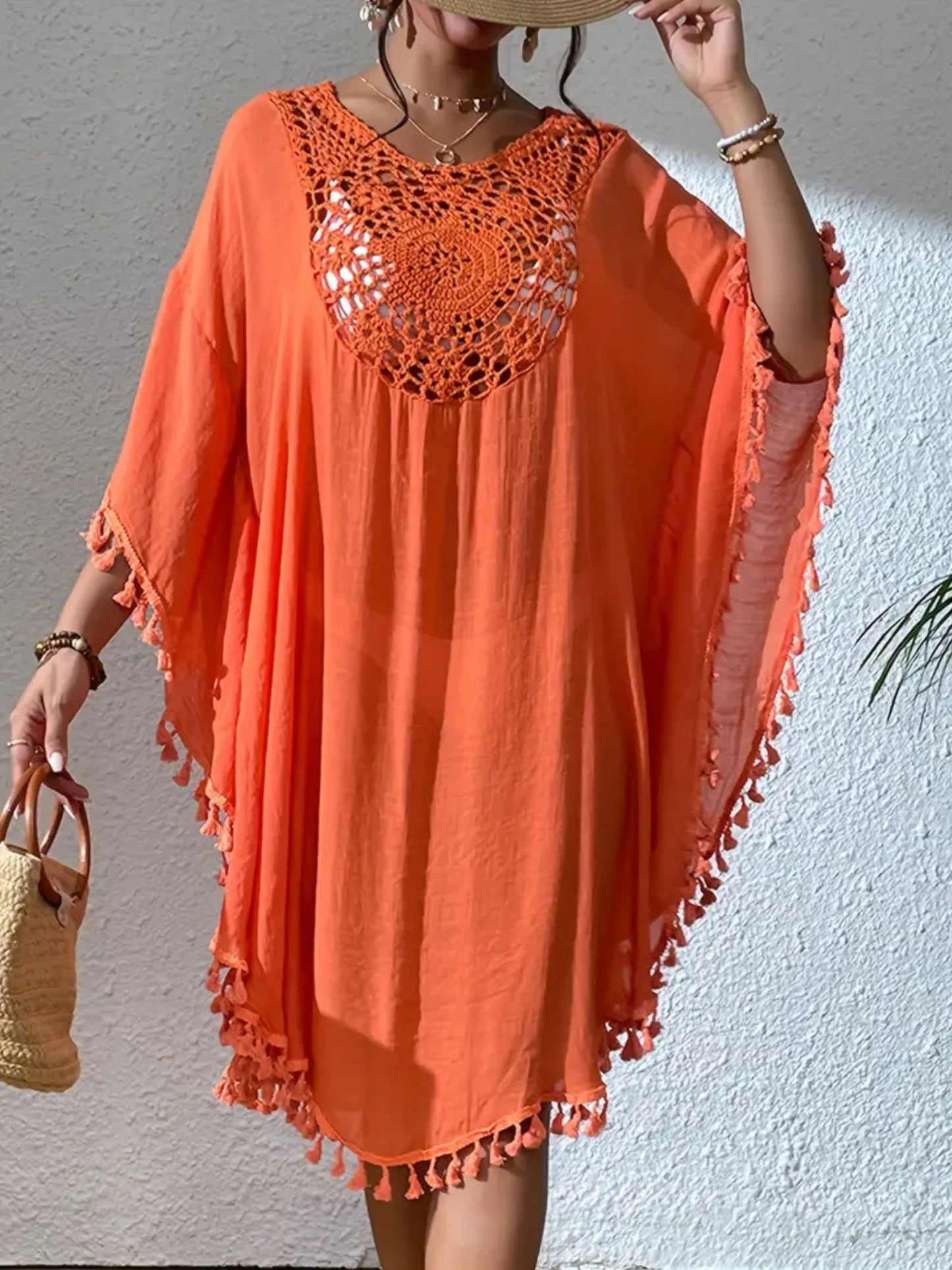 Tangerine Crochet Beach Cover-Up