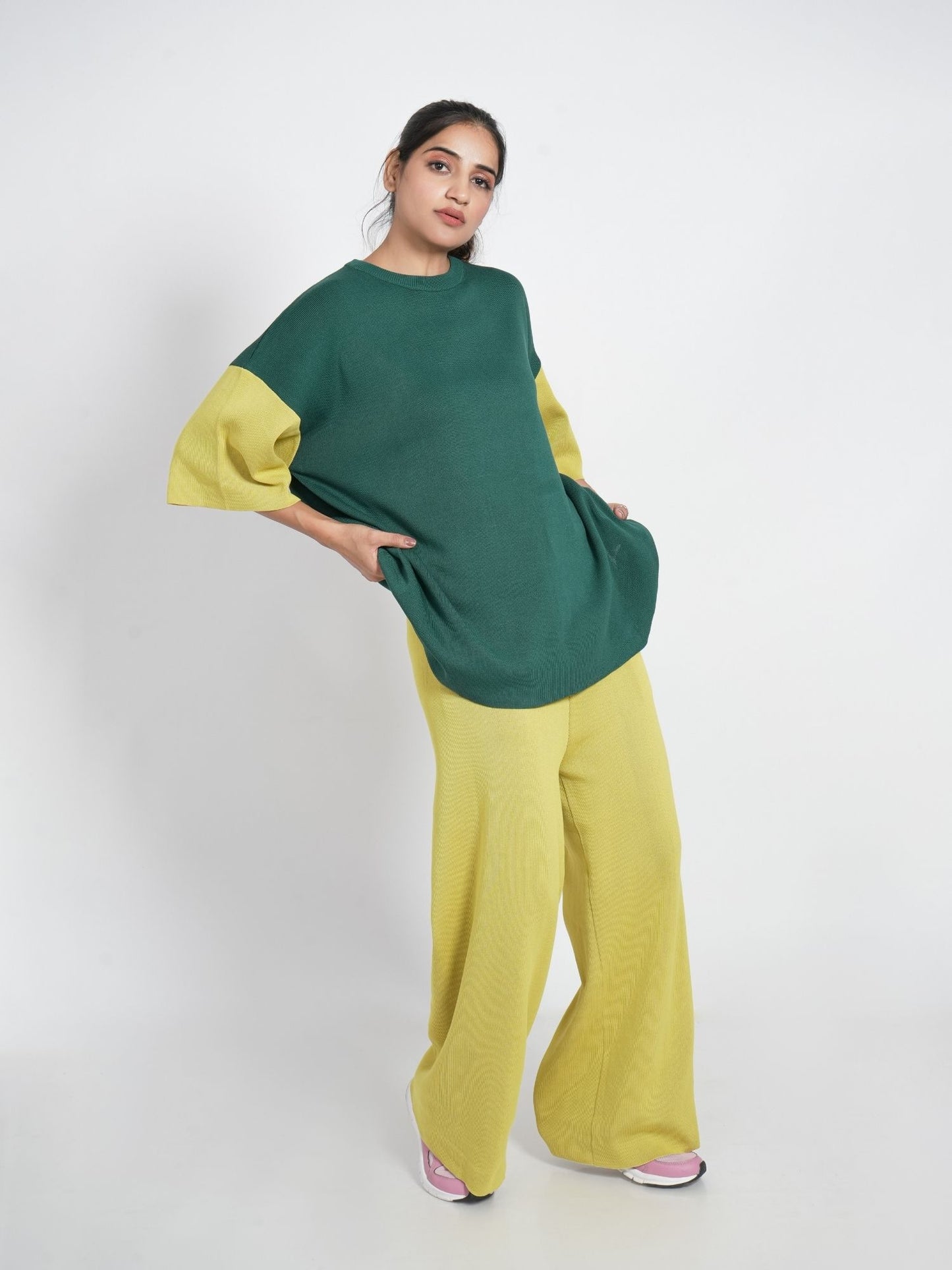 Green Colorblocked Oversized Set