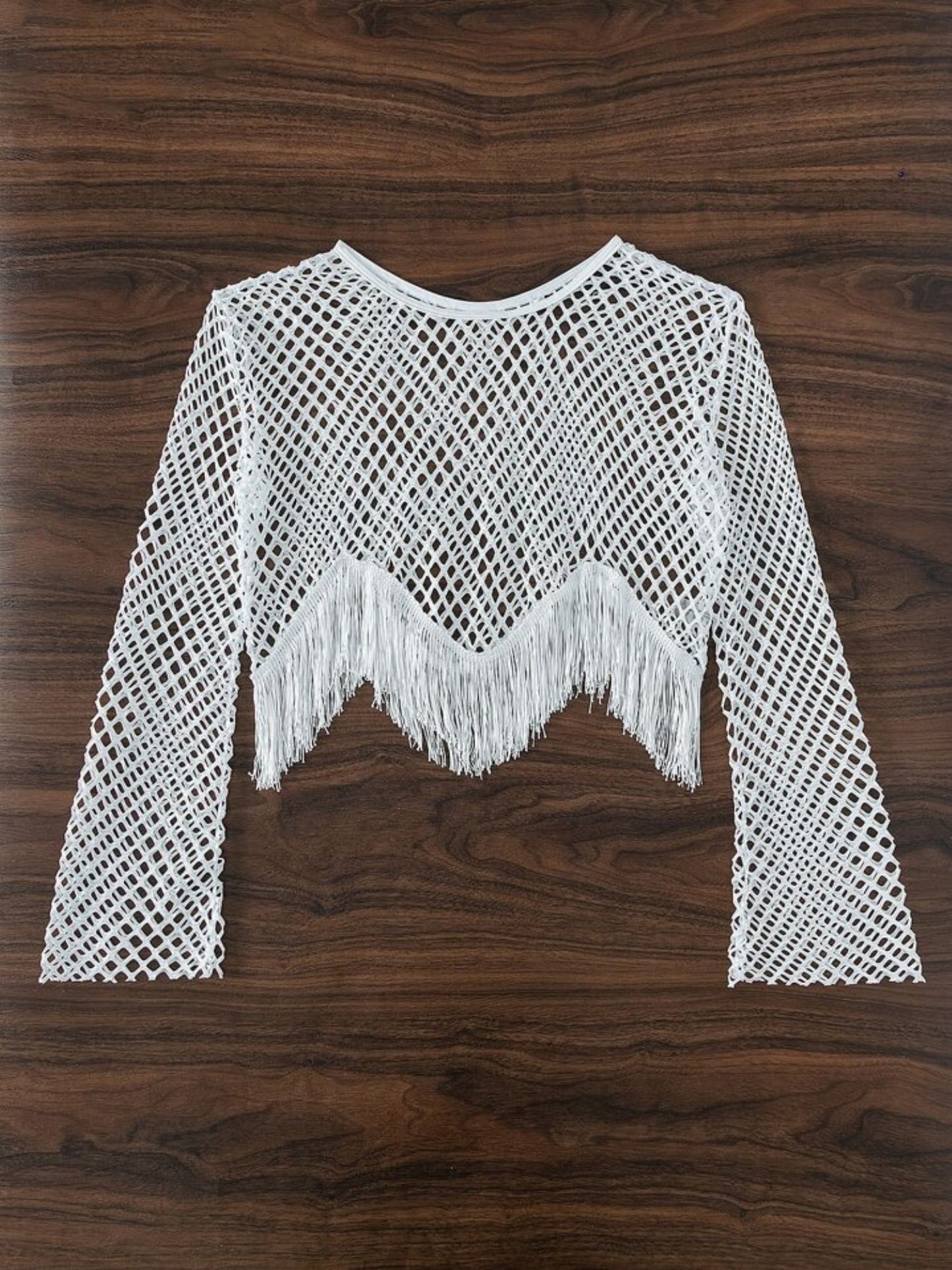 Crochet White Tassel Top Sarong