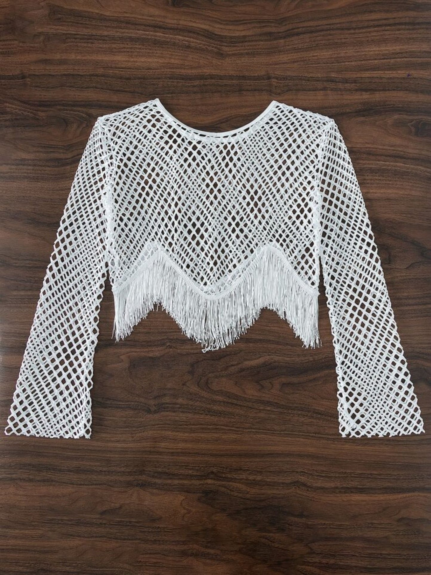 Crochet White Tassel Top Sarong