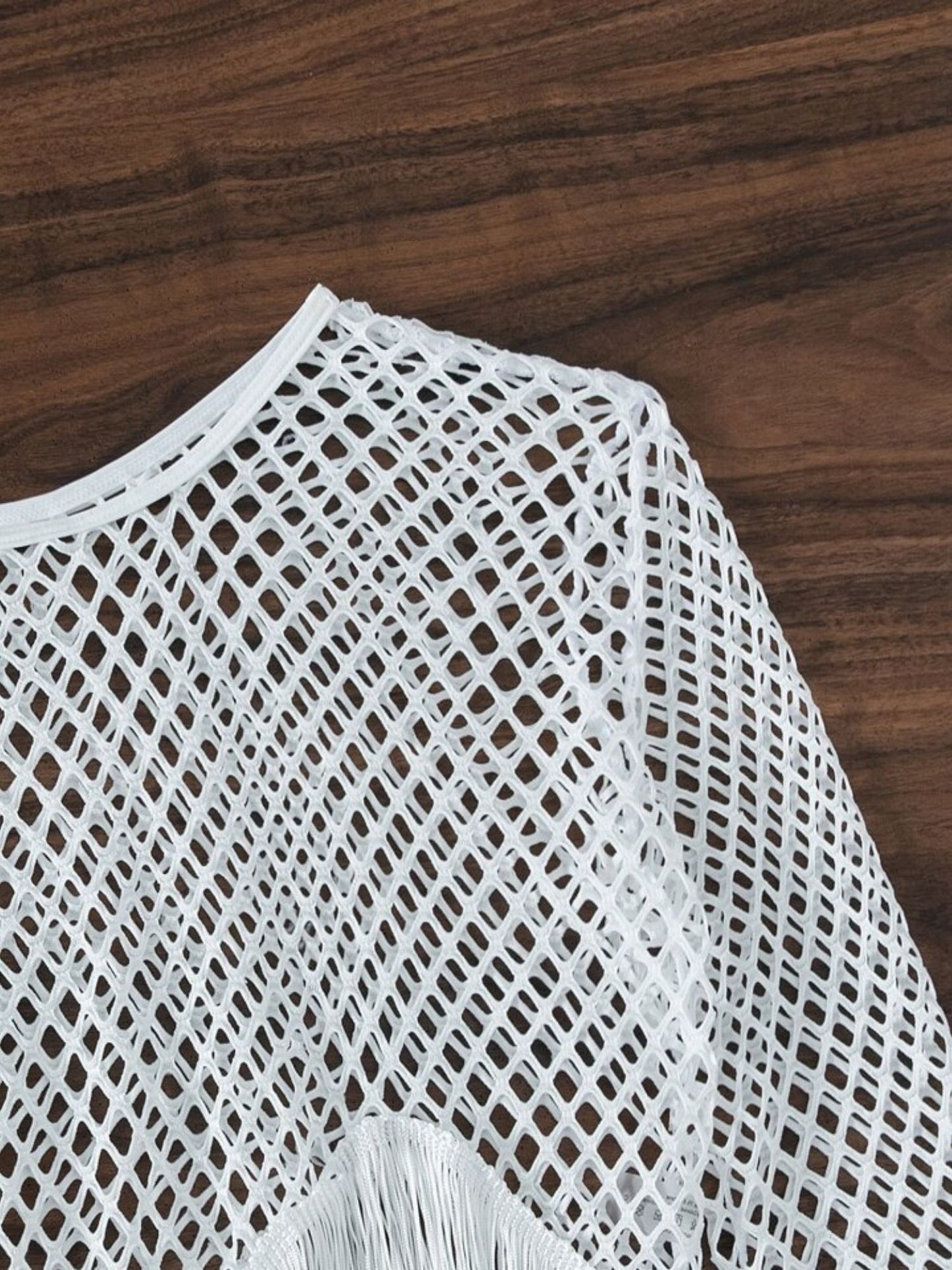Crochet White Tassel Top Sarong