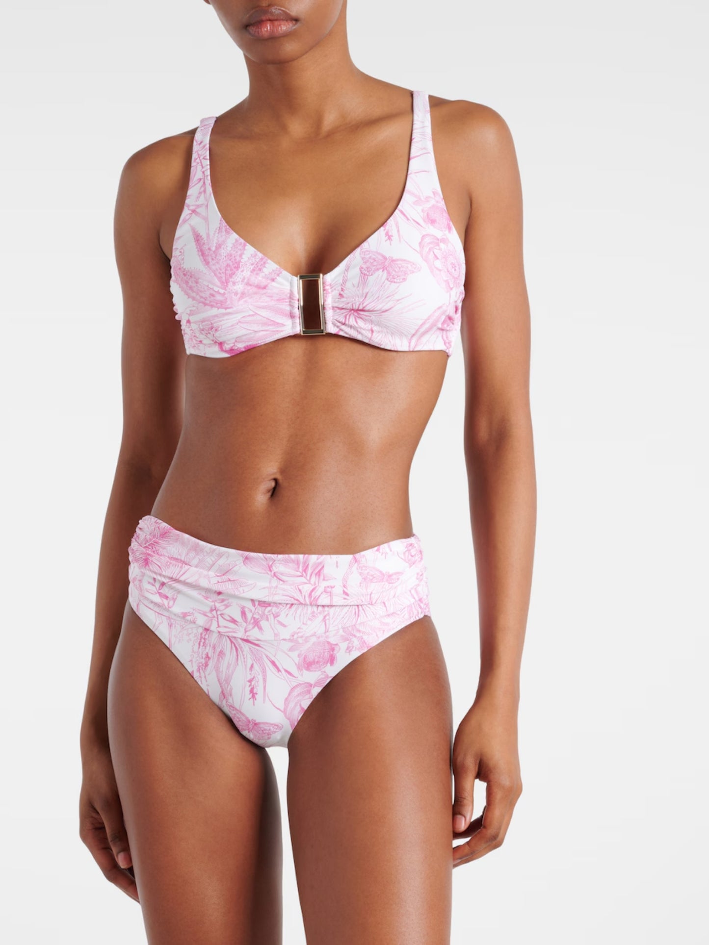 Cloudy Pink Floral Swimwear Set with Sarong