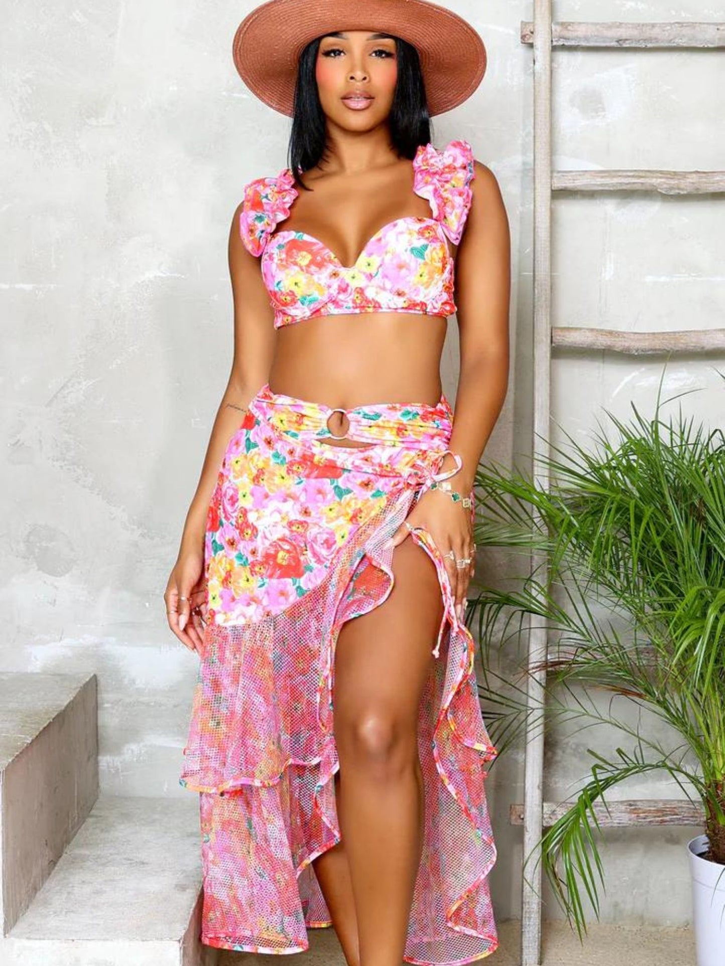 Multi Blossom Ruffled Swimwear