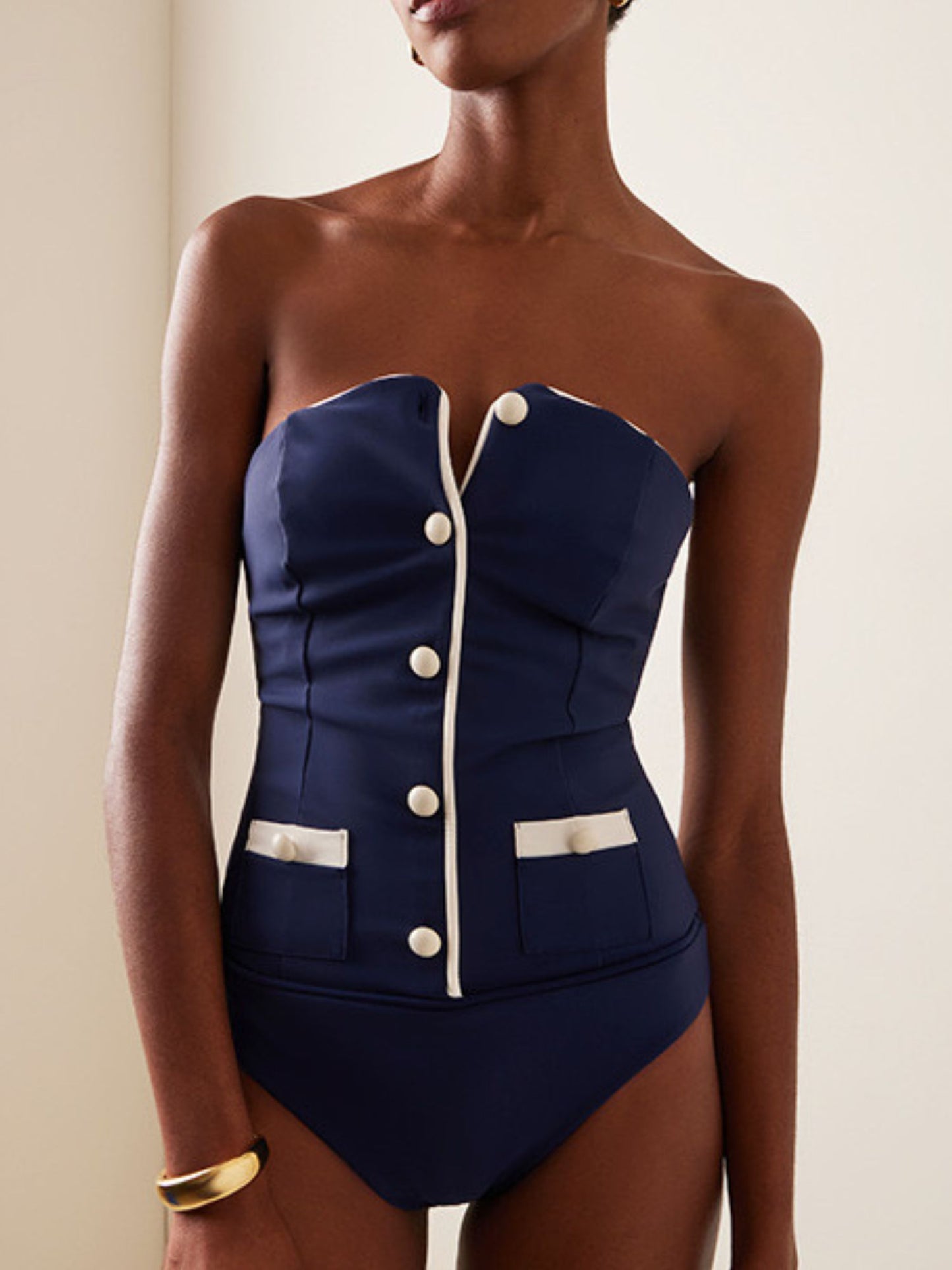 Retro Button Swimsuit Set