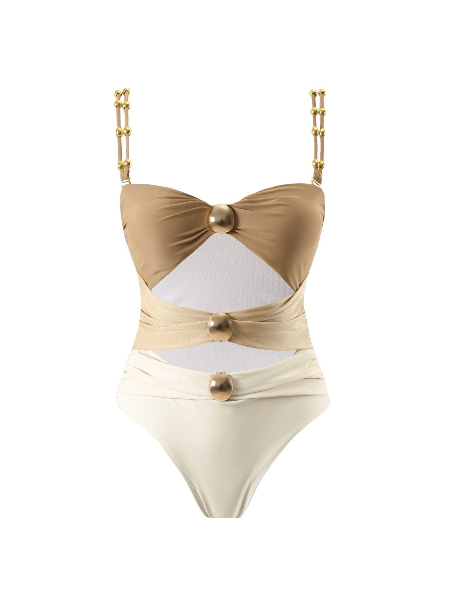 Beige Strapped Monokini