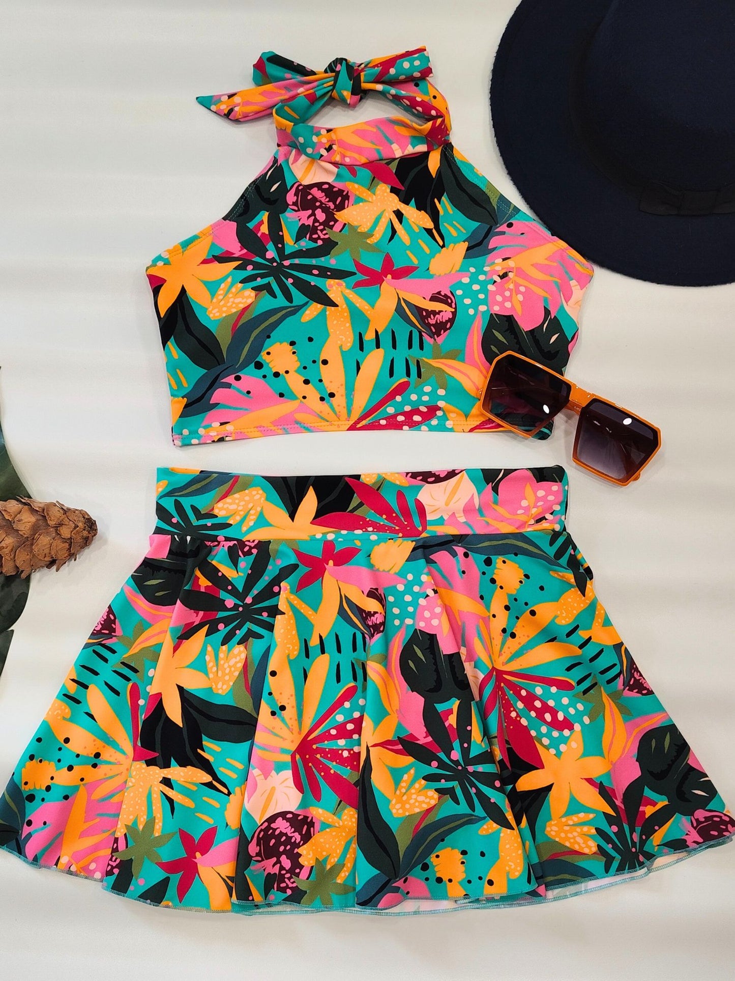 Tropical Pop Halterkini Set