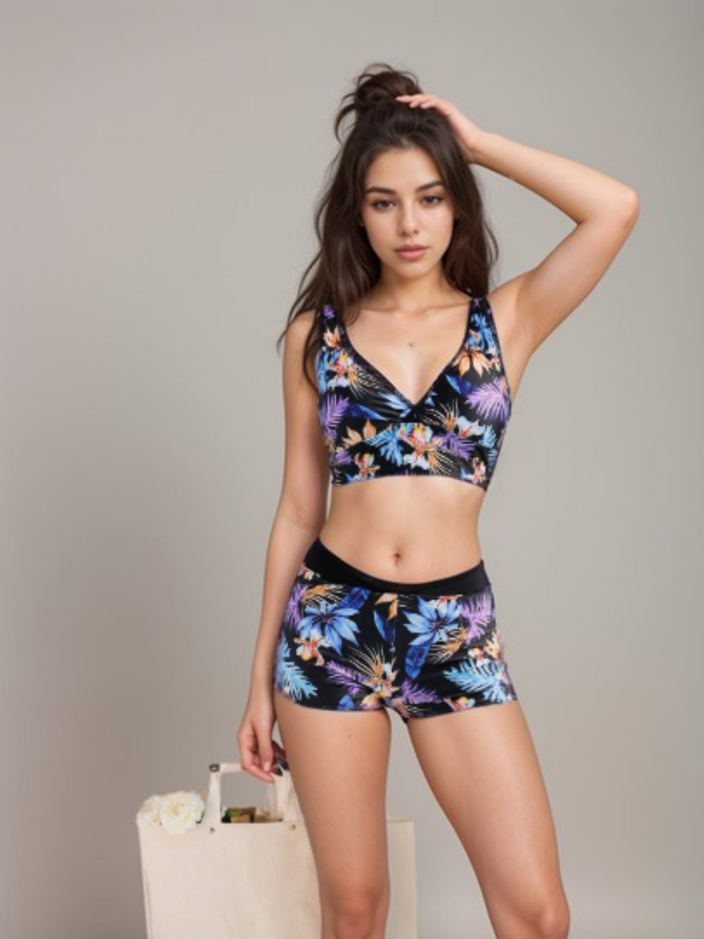 Tropical Print Sports Bikini Set