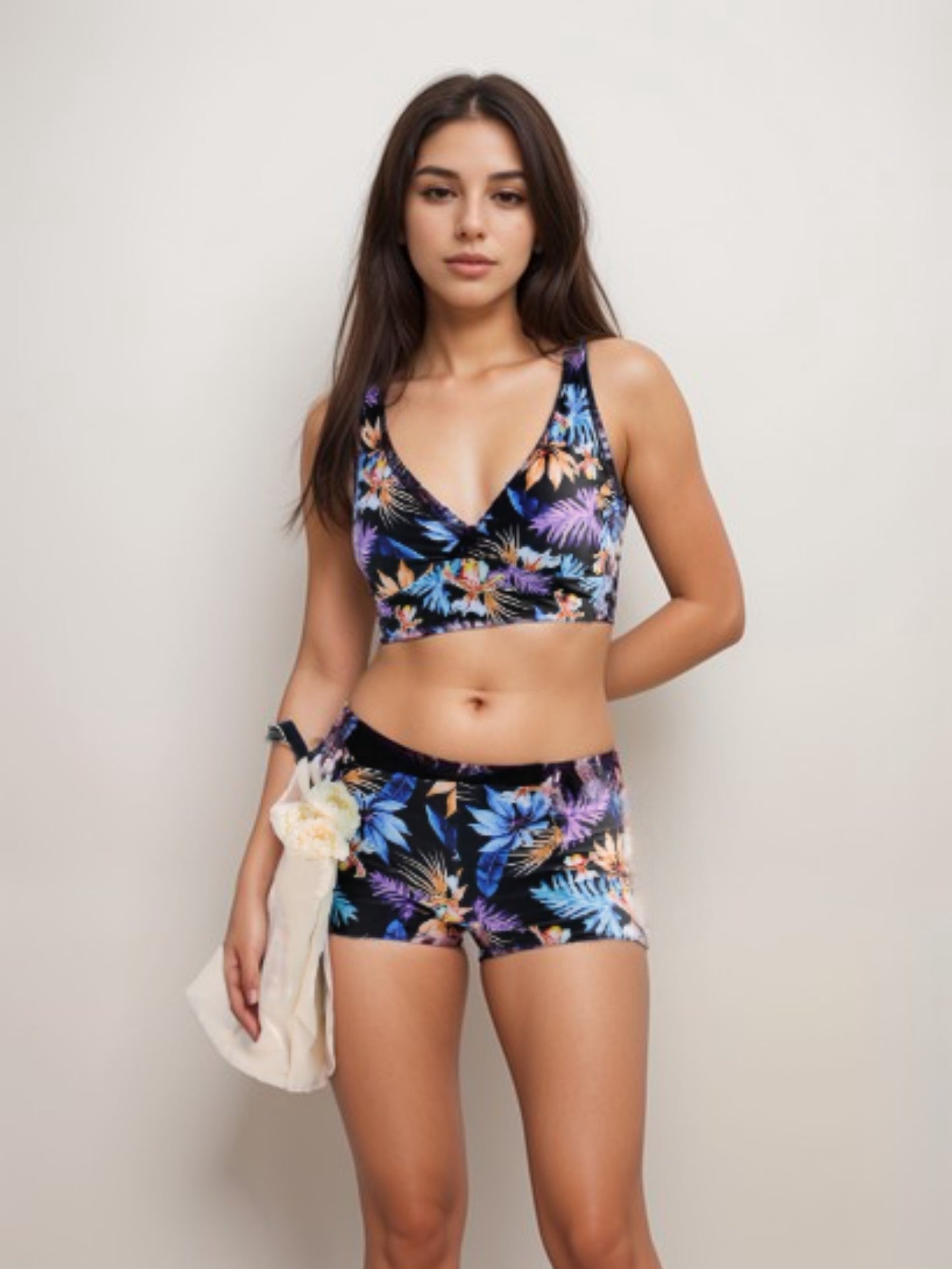 Tropical Print Sports Bikini Set