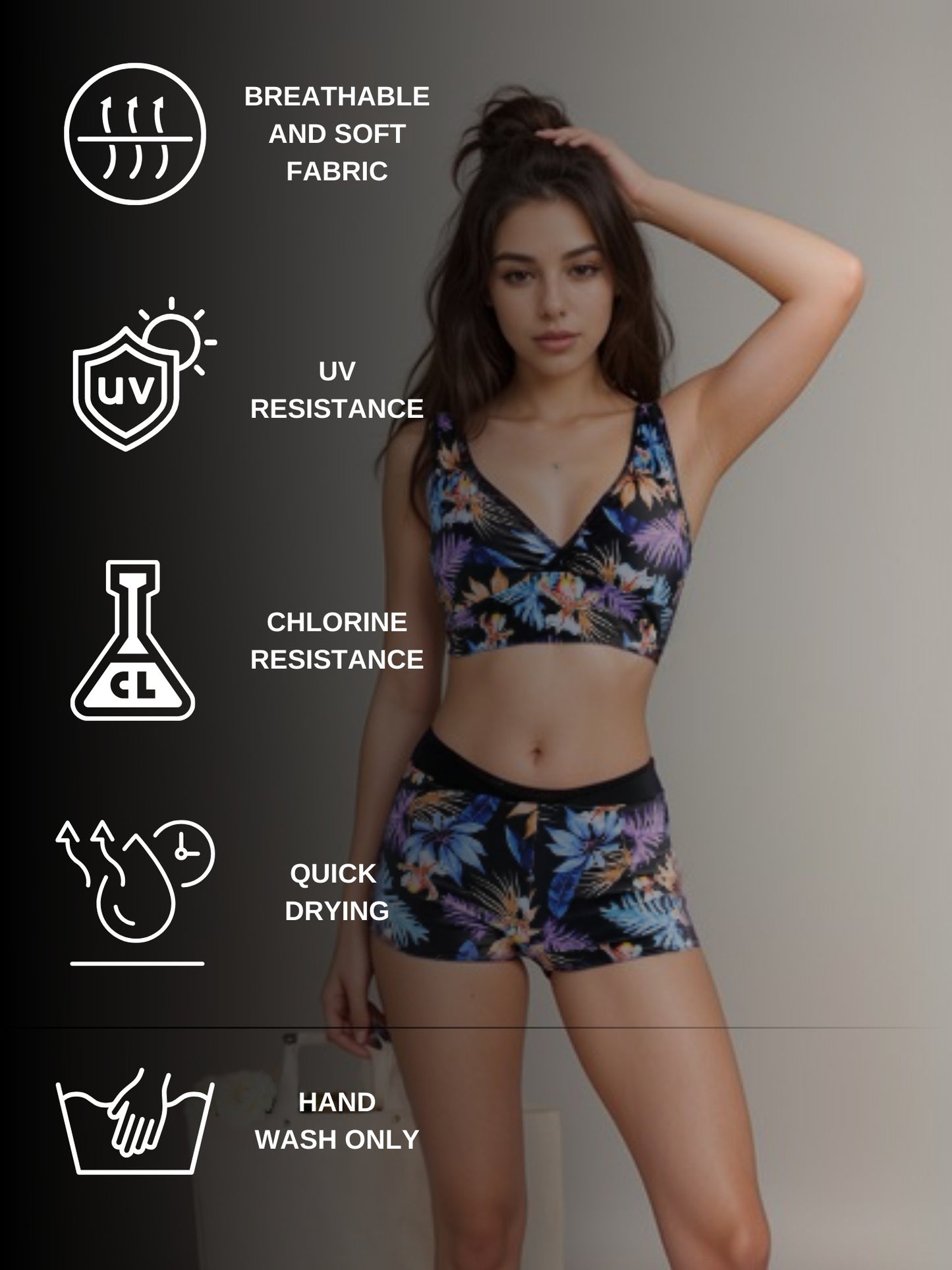 Tropical Print Sports Bikini Set