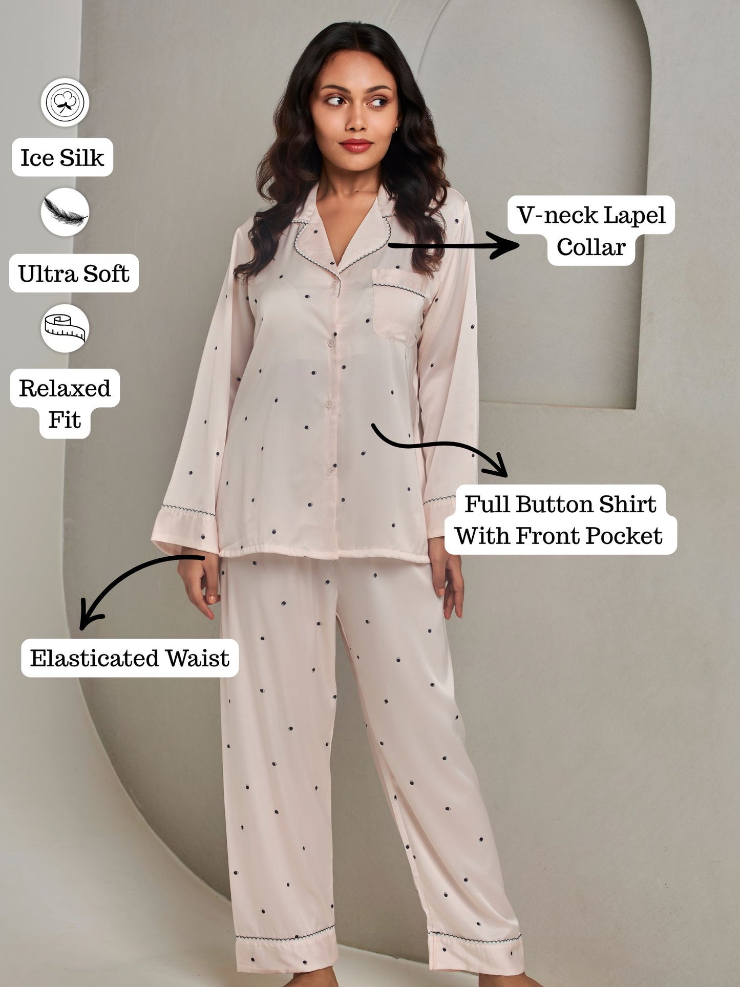 Peach Cute Loungewear Set For Women