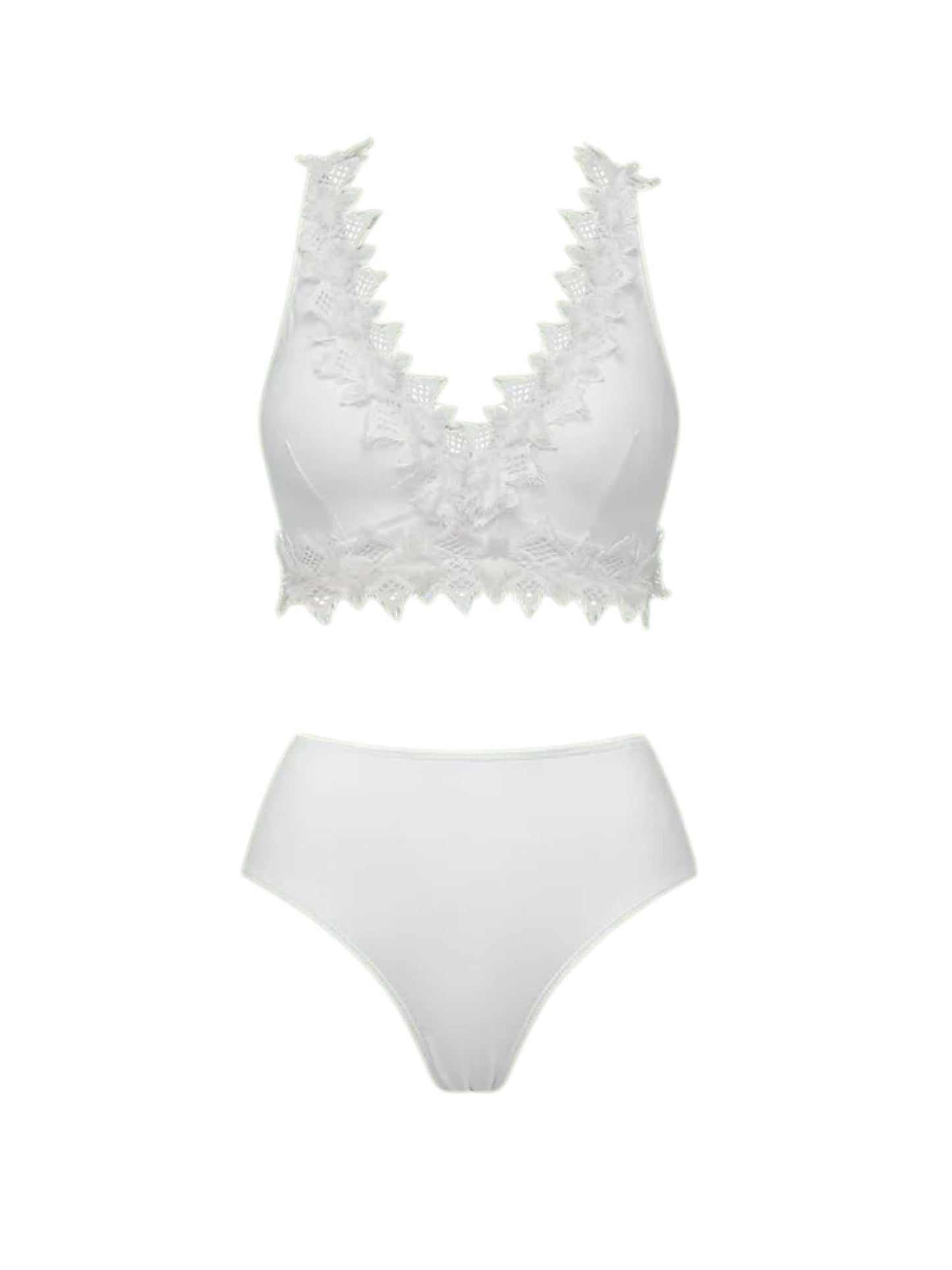 Chic White Ruched Swimsuit Set