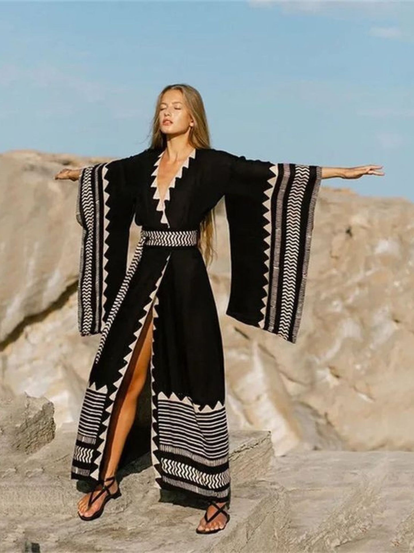 Tribal-Inspired Black Maxi Sarong