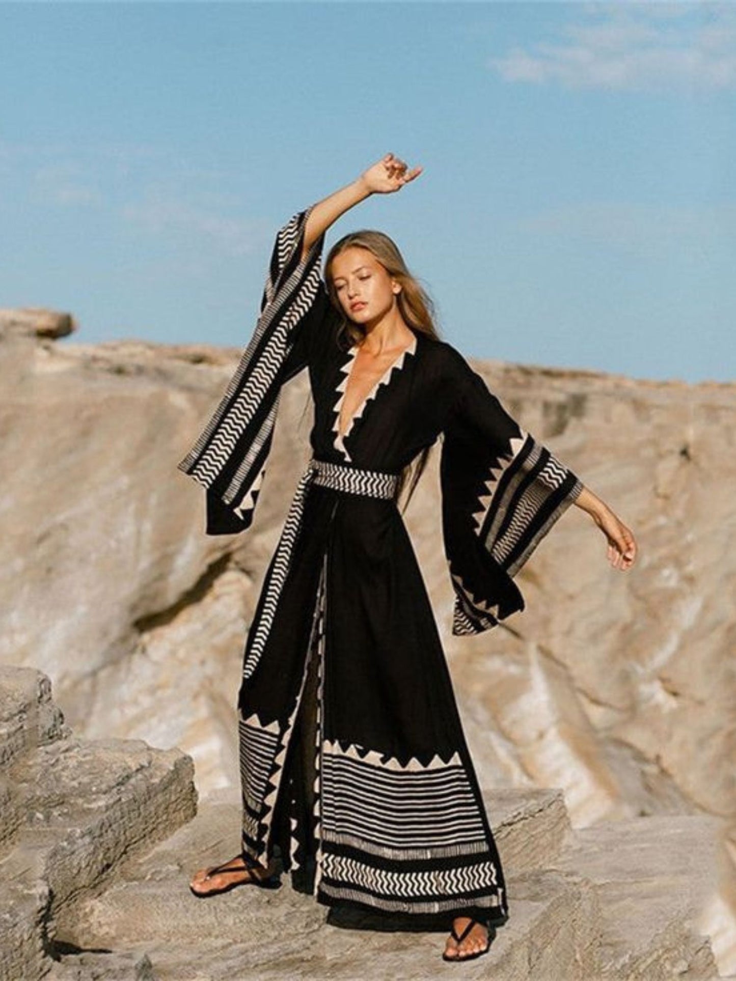 Tribal-Inspired Black Maxi Sarong