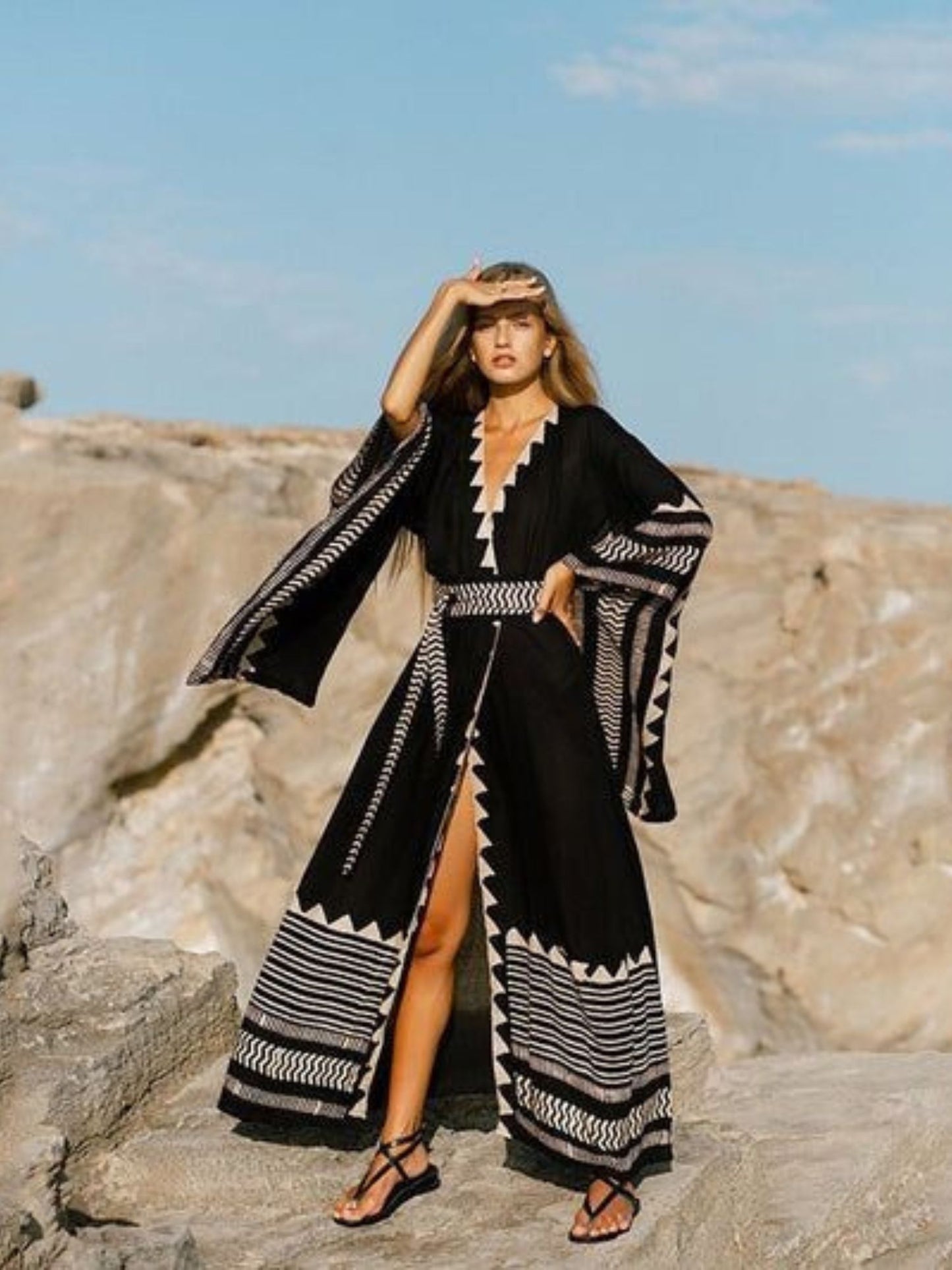 Tribal-Inspired Black Maxi Sarong