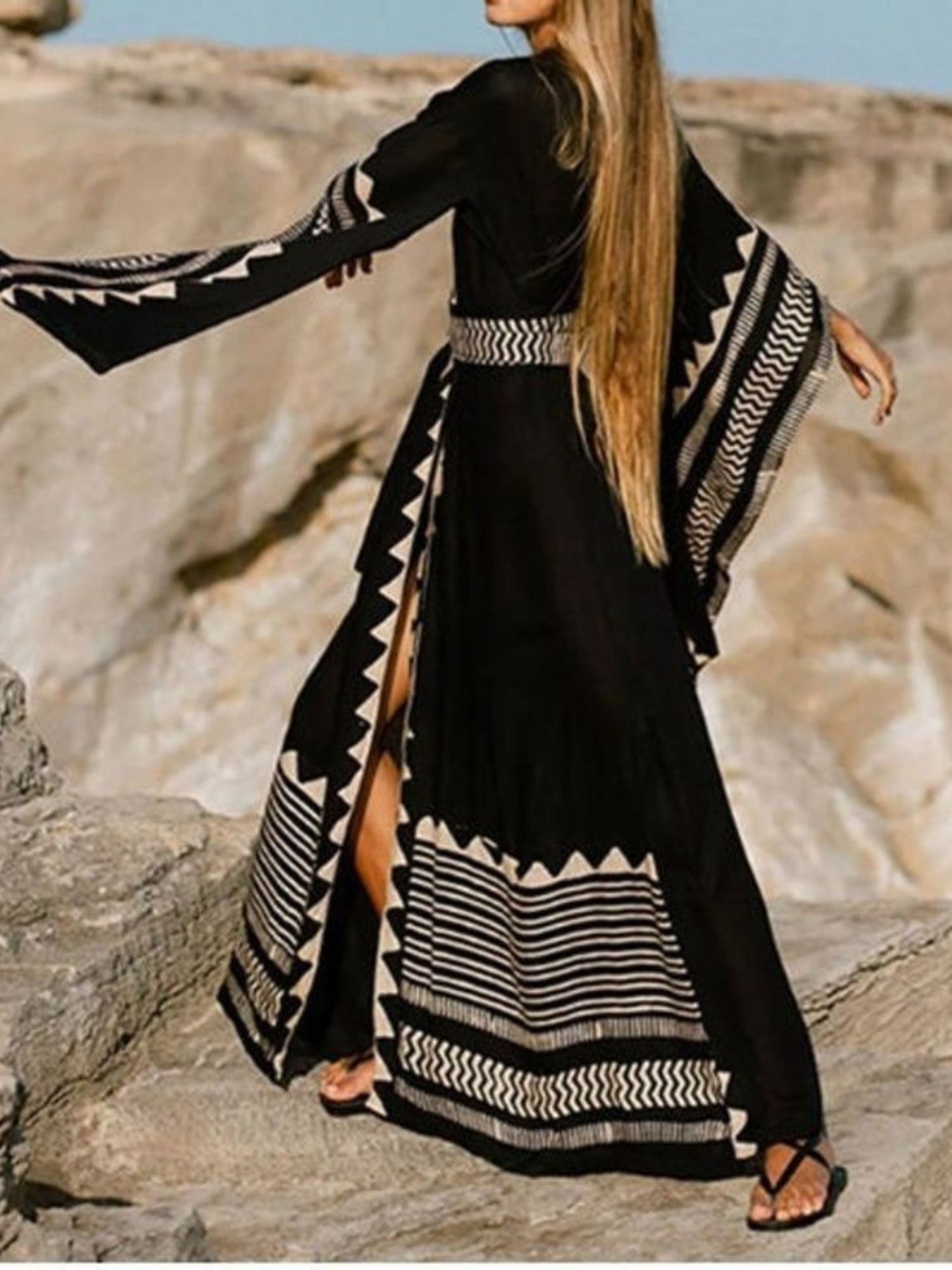 Tribal-Inspired Black Maxi Sarong