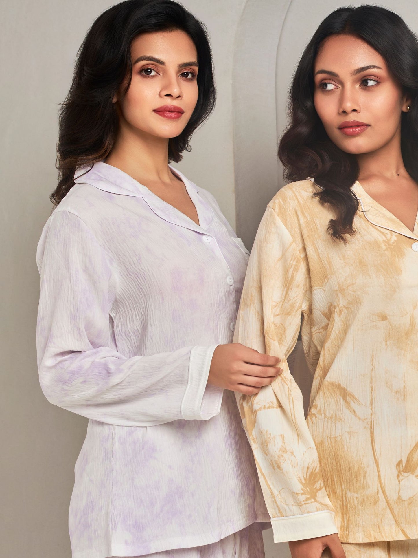Pure Purple Cotton Shirt And Pant Sleepwear Set