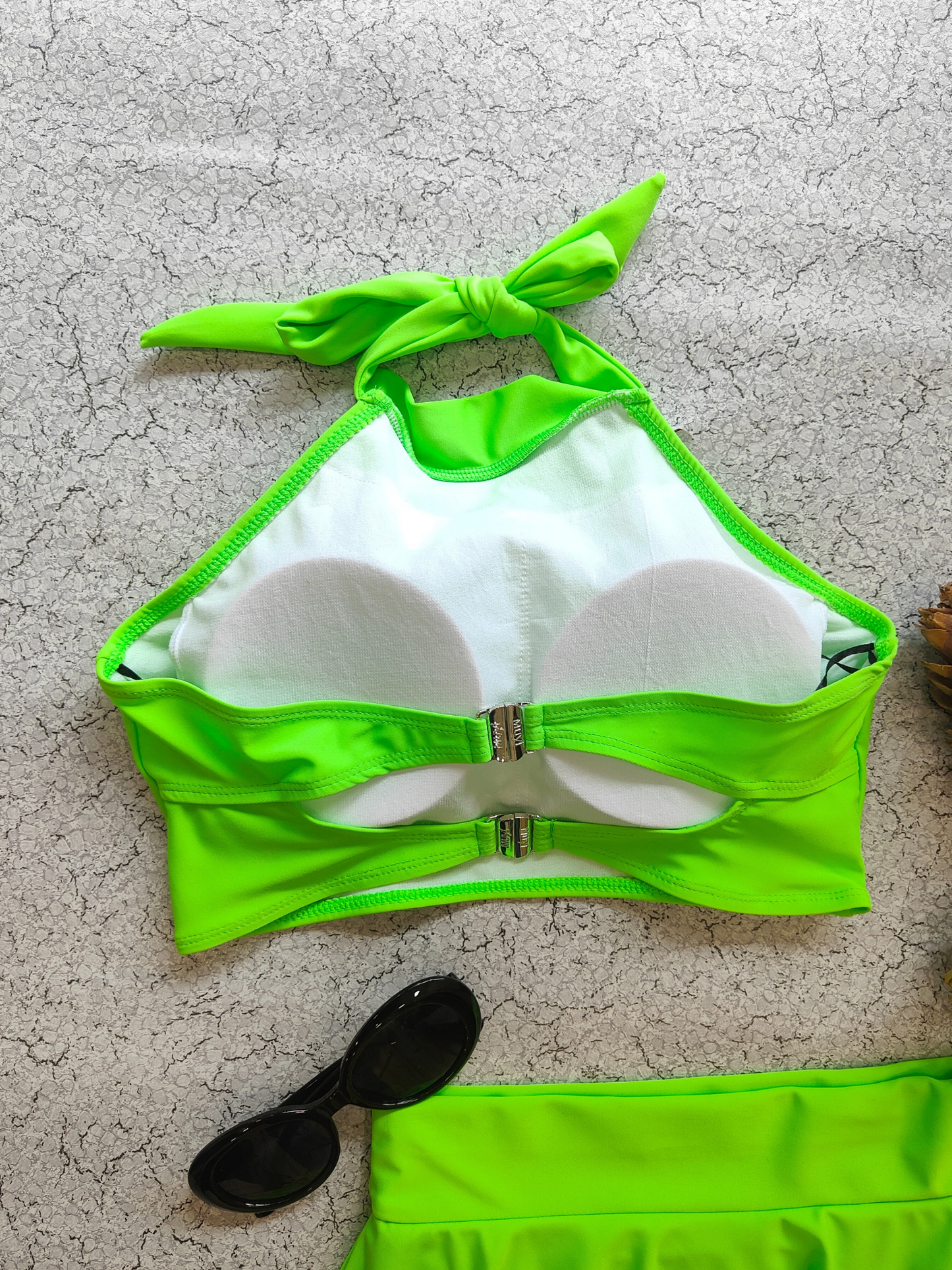 Neon Green Halter Bikini & Skirt Set