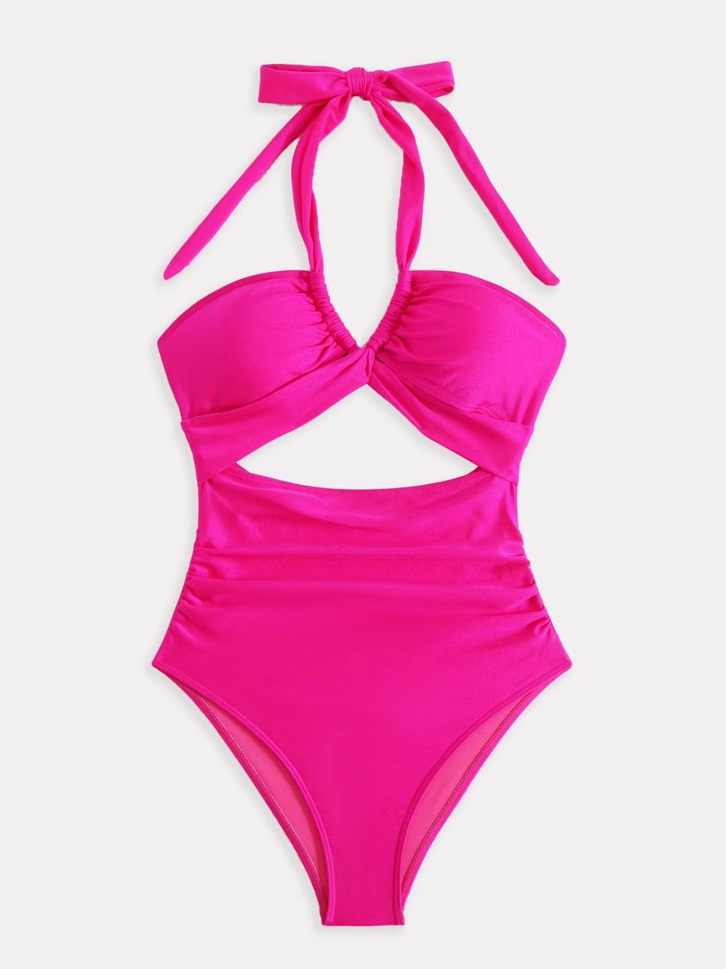 Hot Pink Tropical Print Monokini with Sarong