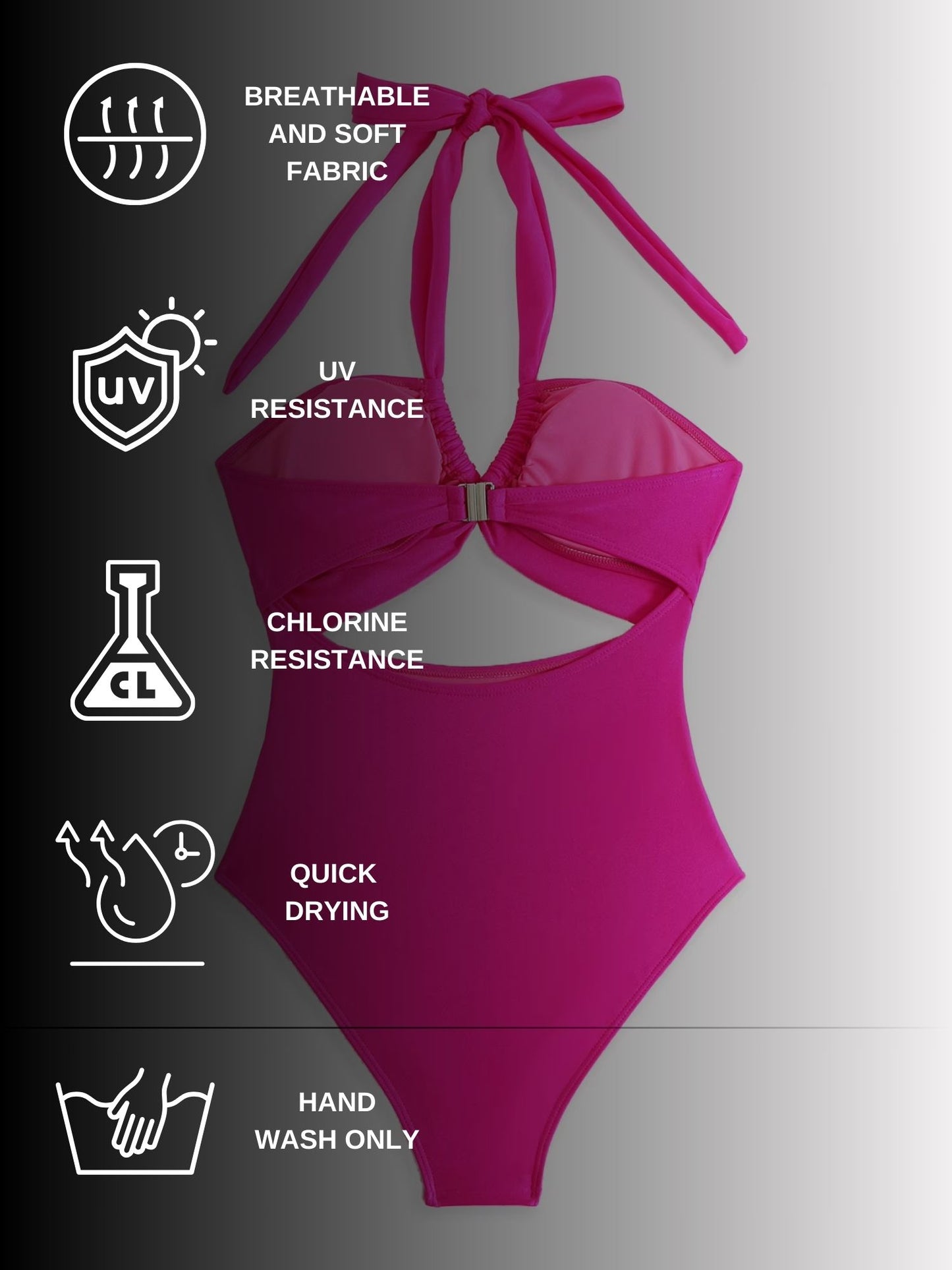 Hot Pink Tropical Print Monokini with Sarong