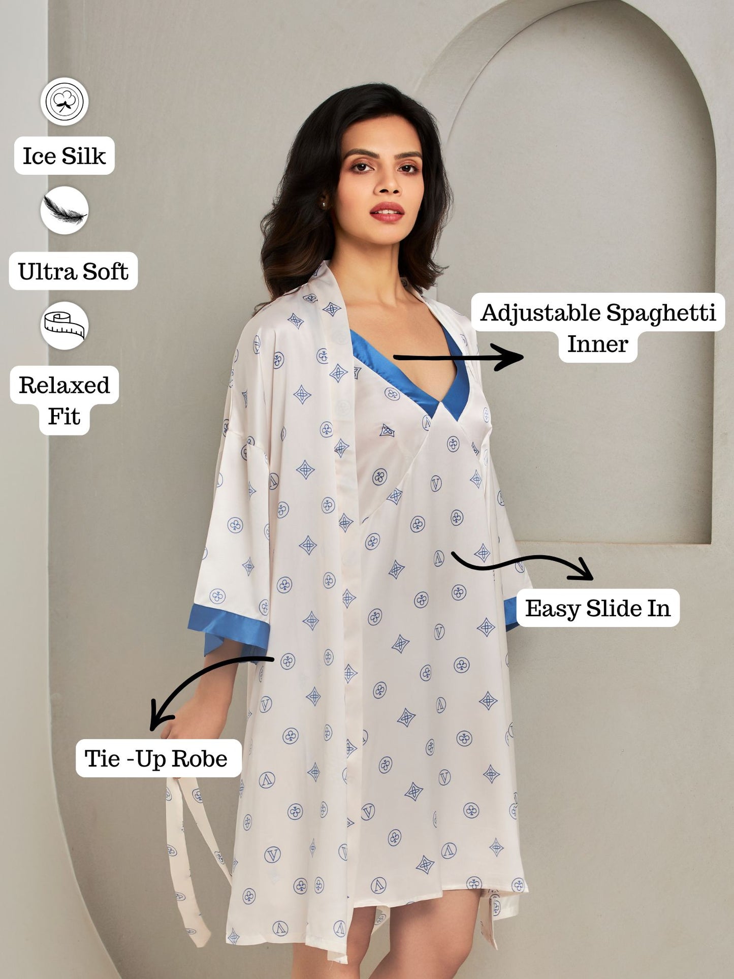 Robe Style Sleepwear Set For women